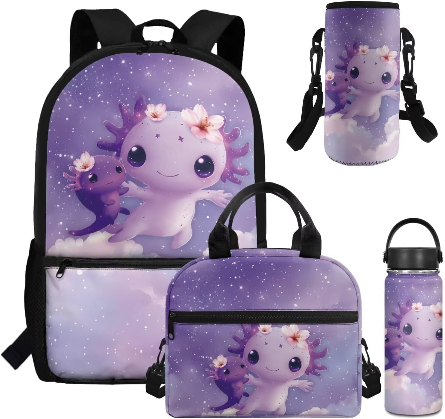 Dolyues Cherry Blossom Koala Girls Backpack Purses for Kids 9-10 Kawaii Backpack for Girls Large School Bag 4pcs with Water Bottle and Cover for Travel - Image 12