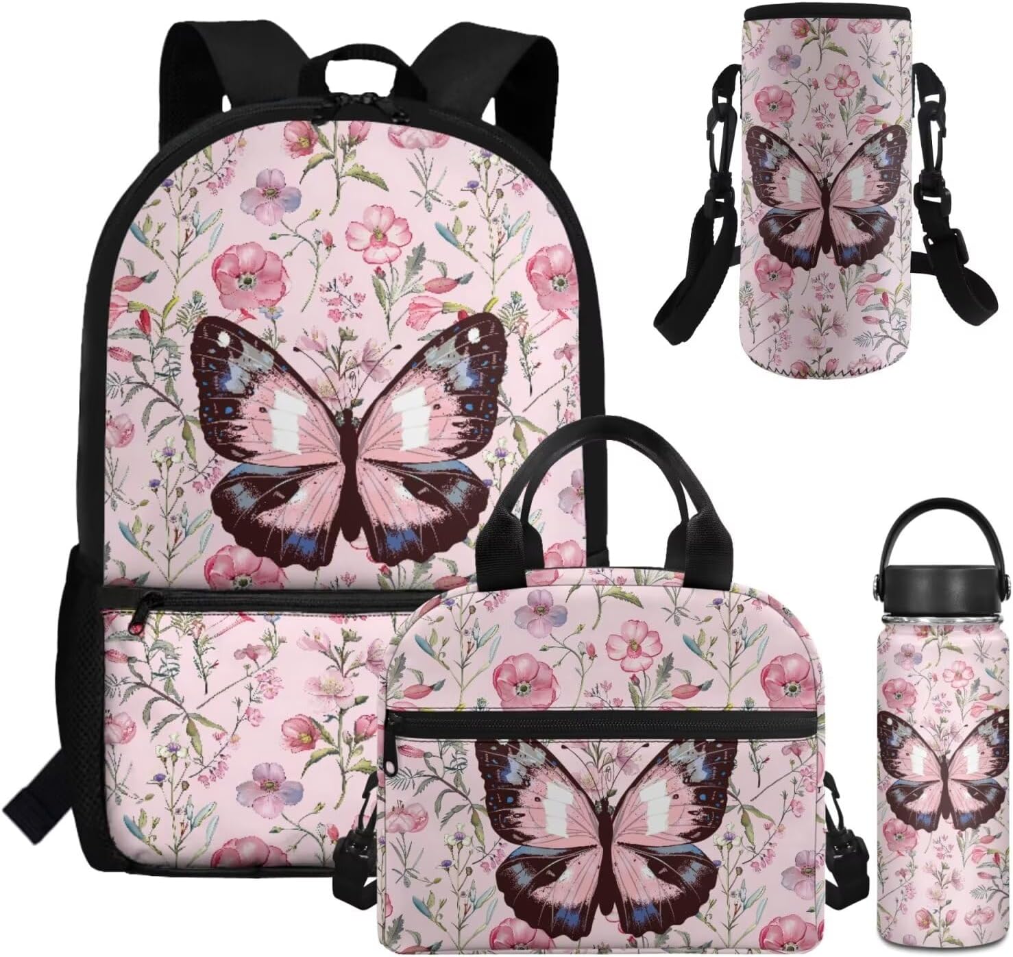 Dolyues Cherry Blossom Koala Girls Backpack Purses for Kids 9-10 Kawaii Backpack for Girls Large School Bag 4pcs with Water Bottle and Cover for Travel - Image 9