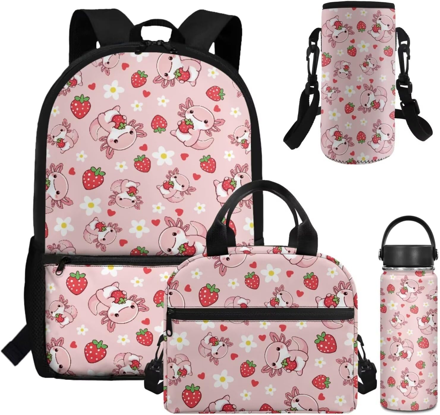 Dolyues Cherry Blossom Koala Girls Backpack Purses for Kids 9-10 Kawaii Backpack for Girls Large School Bag 4pcs with Water Bottle and Cover for Travel - Image 37