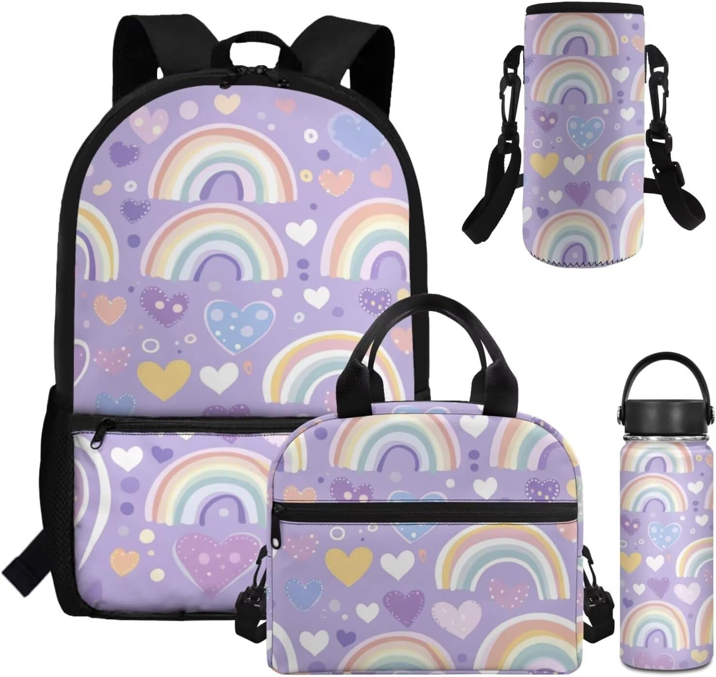 Dolyues Cherry Blossom Koala Girls Backpack Purses for Kids 9-10 Kawaii Backpack for Girls Large School Bag 4pcs with Water Bottle and Cover for Travel - Image 15