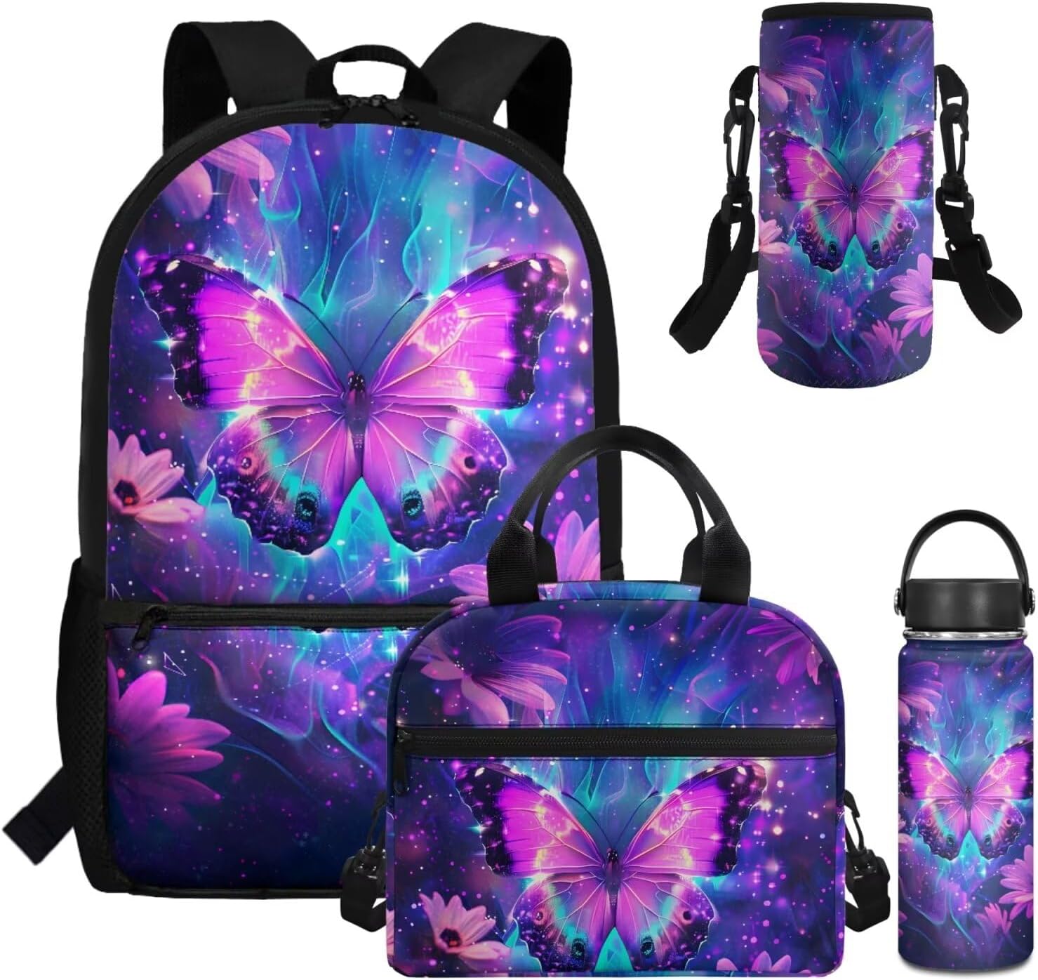 Dolyues Cherry Blossom Koala Girls Backpack Purses for Kids 9-10 Kawaii Backpack for Girls Large School Bag 4pcs with Water Bottle and Cover for Travel - Image 23