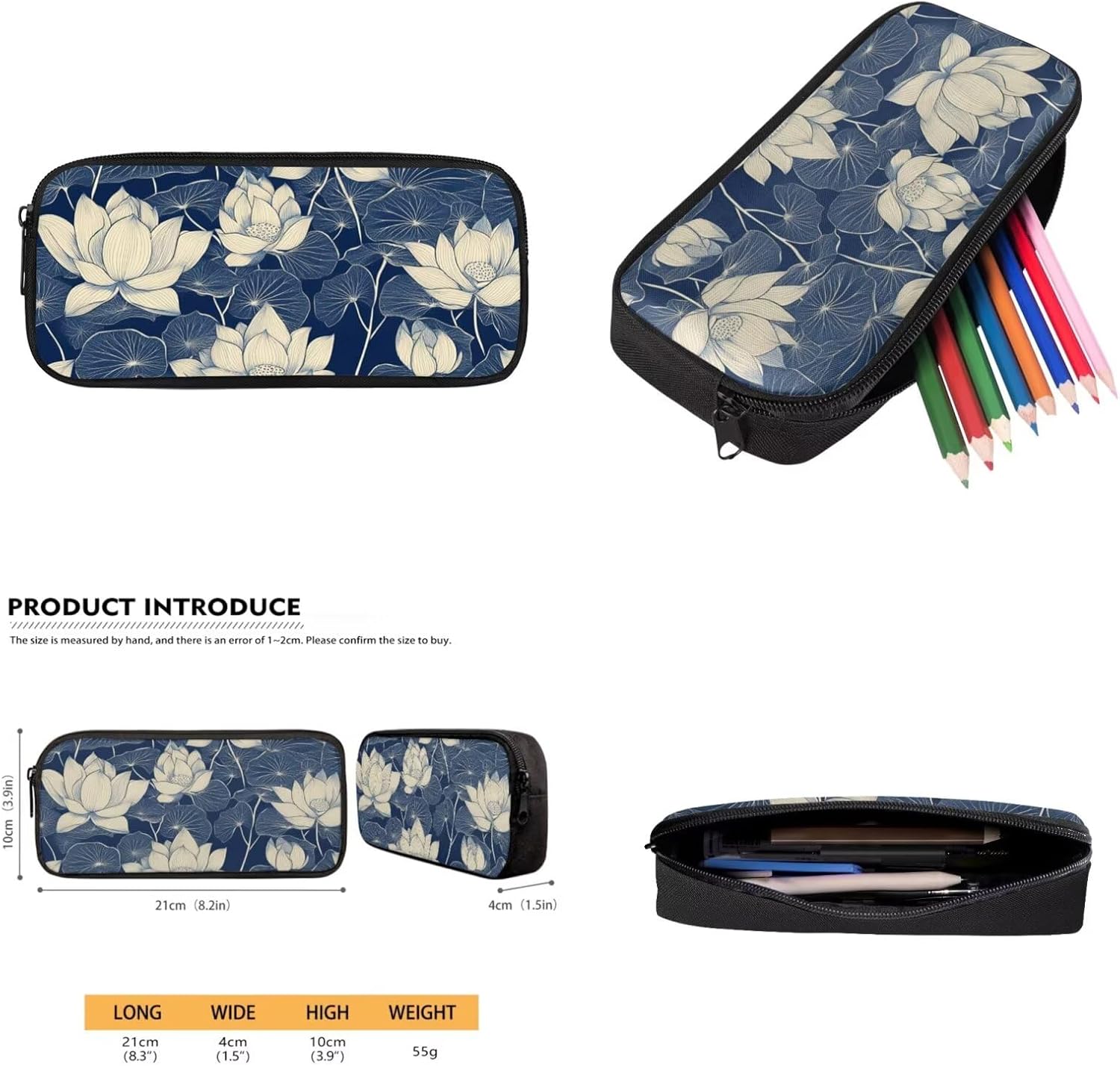 Dolyues Lotus Flower Kawaii 4-Piece Girls School Backpack Set 1st-6th Grade: 17 Inch Bookbag + Insulated Lunch Bag + Pencil Pouch + Drink Carrier, Cute Back to School Essentials for Teen Girls - Image 4