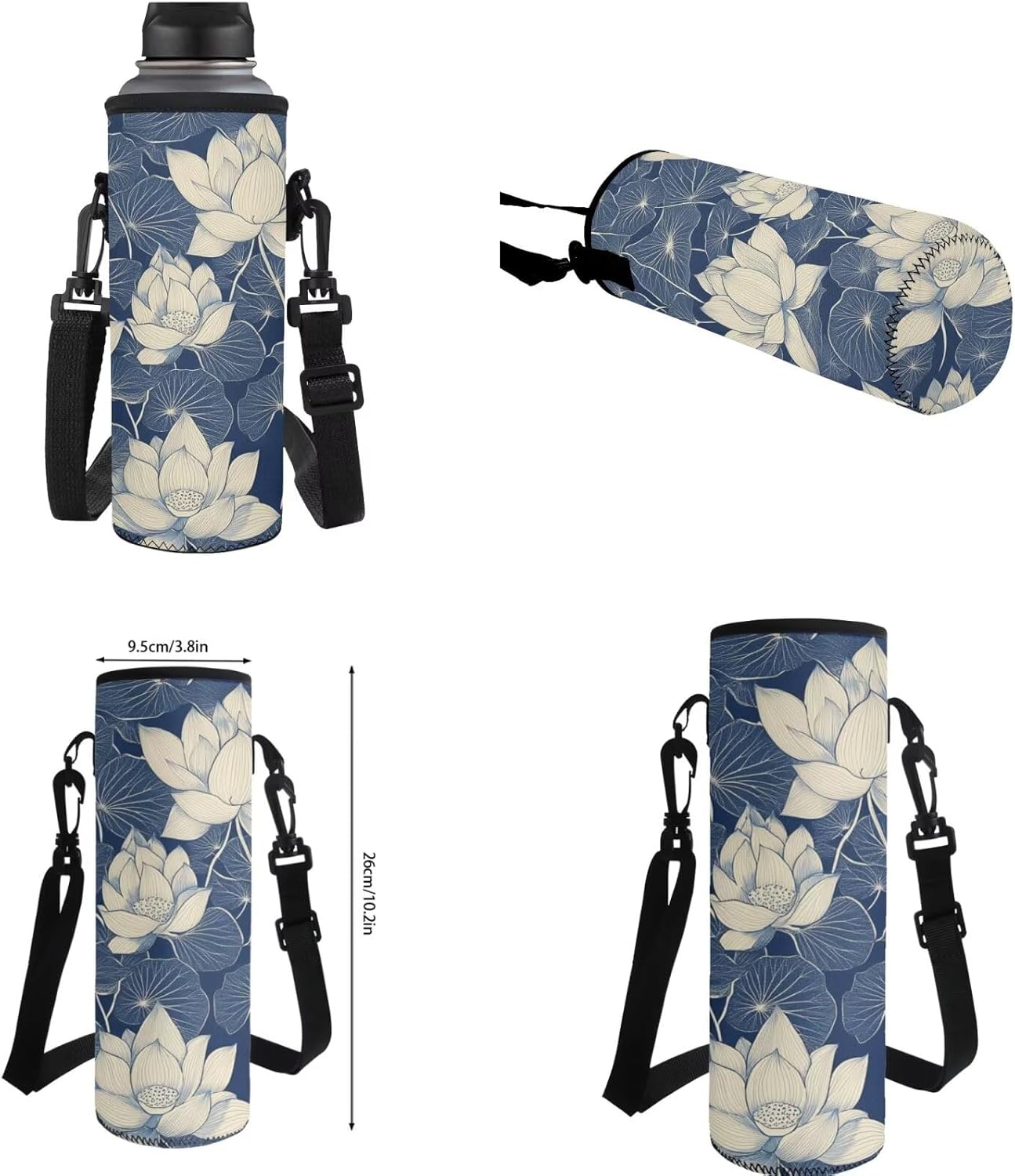 Dolyues Lotus Flower Kawaii 4-Piece Girls School Backpack Set 1st-6th Grade: 17 Inch Bookbag + Insulated Lunch Bag + Pencil Pouch + Drink Carrier, Cute Back to School Essentials for Teen Girls - Image 5
