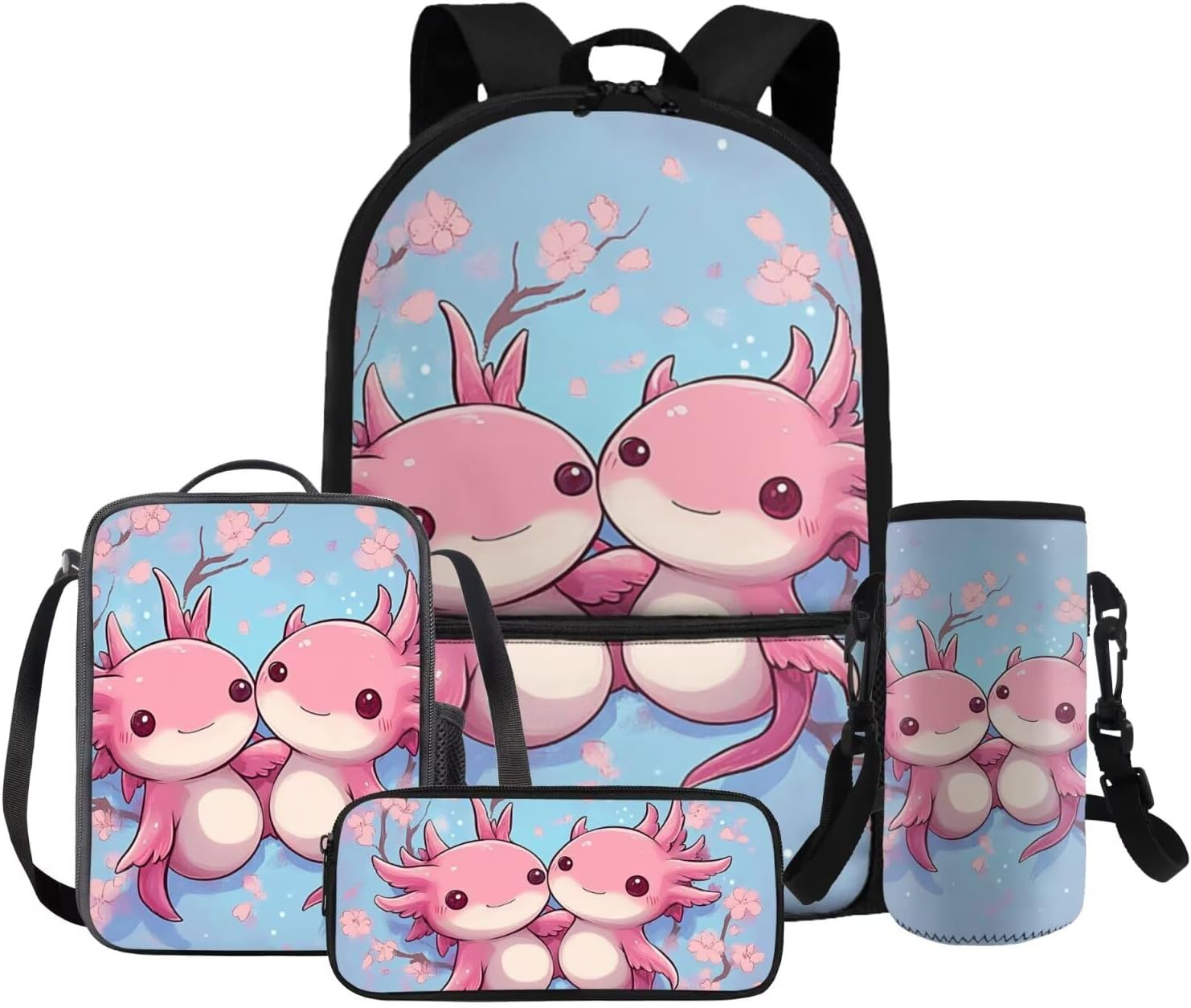 FOR U DESIGNS Axolotl Back Pack for Kids Kawaii Backpack for 5th Grade Girls Lunch Box Cute Girls Bookbag Set with Lunchbox Lightweight School Bag Set 4 Pcs - Image 20