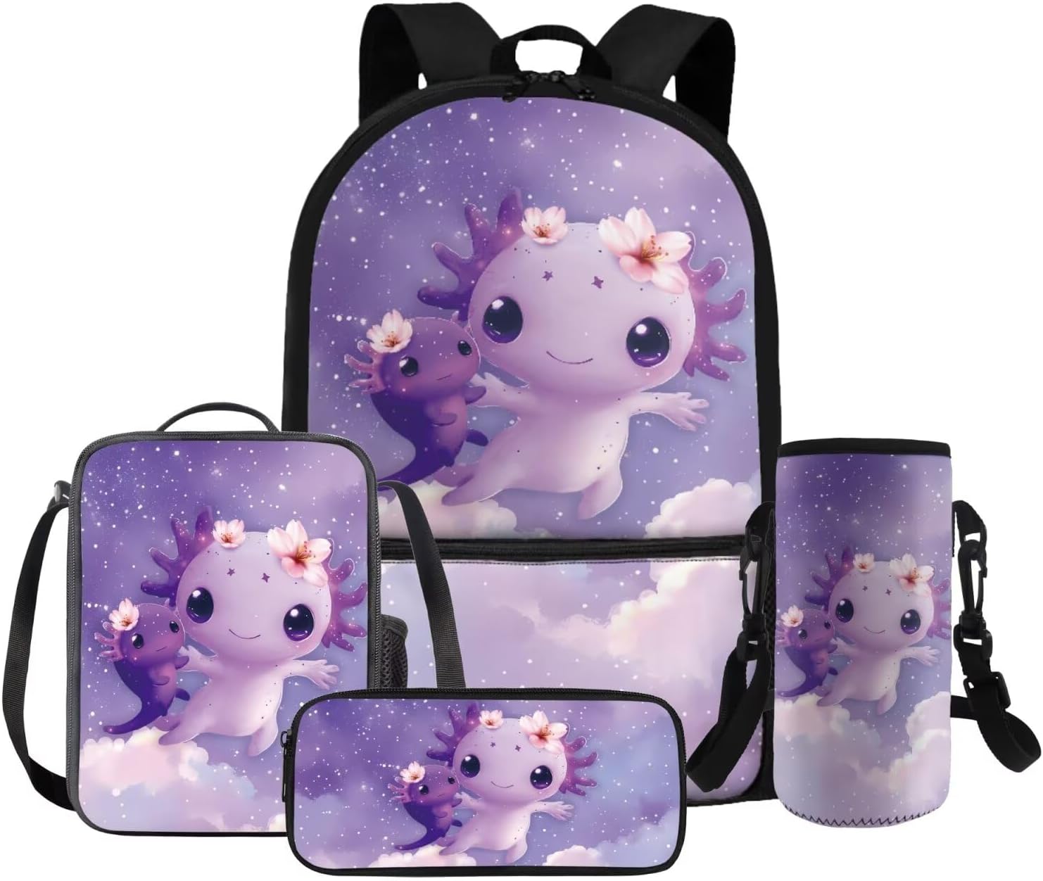 FOR U DESIGNS Axolotl Back Pack for Kids Kawaii Backpack for 5th Grade Girls Lunch Box Cute Girls Bookbag Set with Lunchbox Lightweight School Bag Set 4 Pcs - Image 26