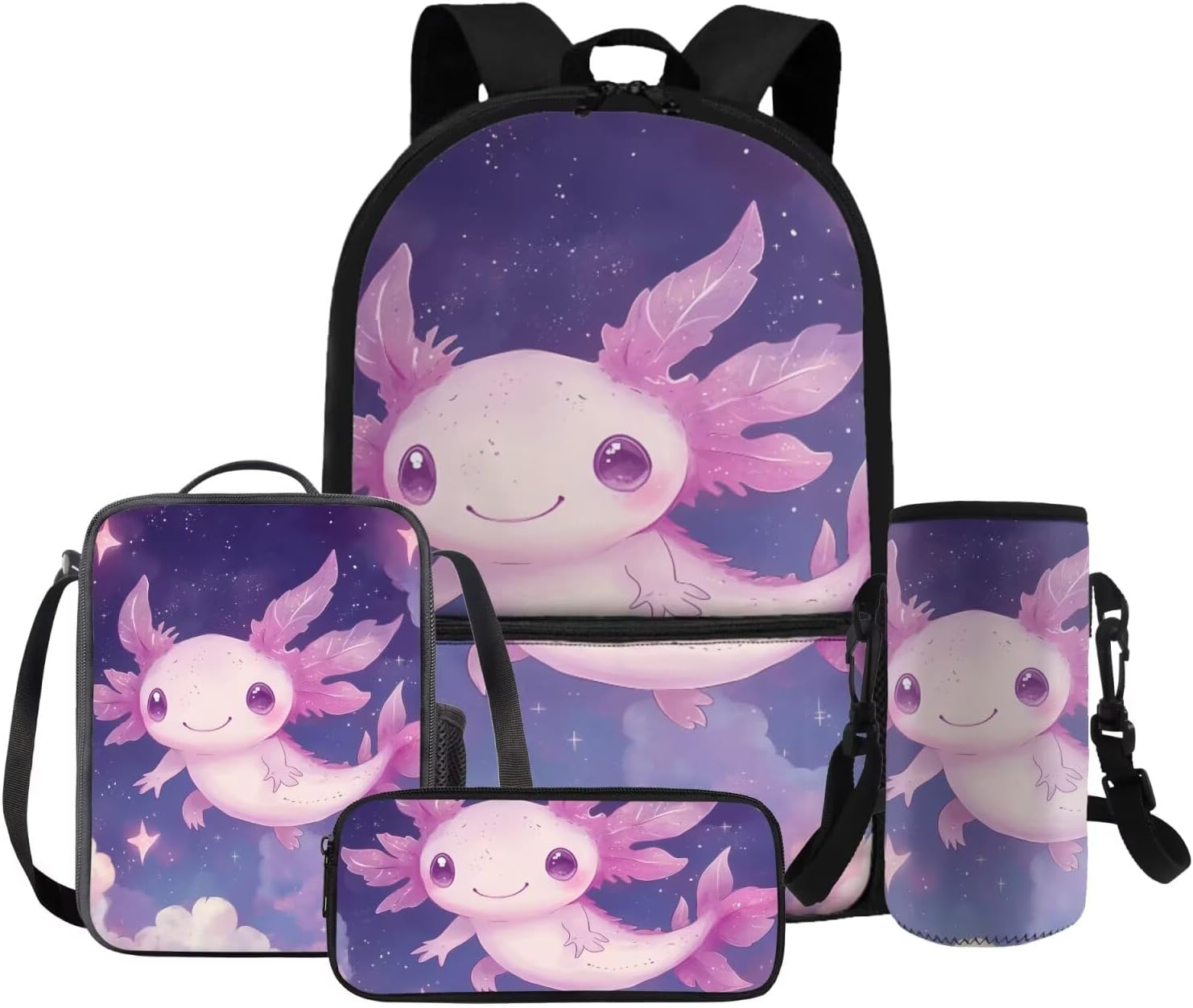 FOR U DESIGNS Axolotl Back Pack for Kids Kawaii Backpack for 5th Grade Girls Lunch Box Cute Girls Bookbag Set with Lunchbox Lightweight School Bag Set 4 Pcs - Image 22