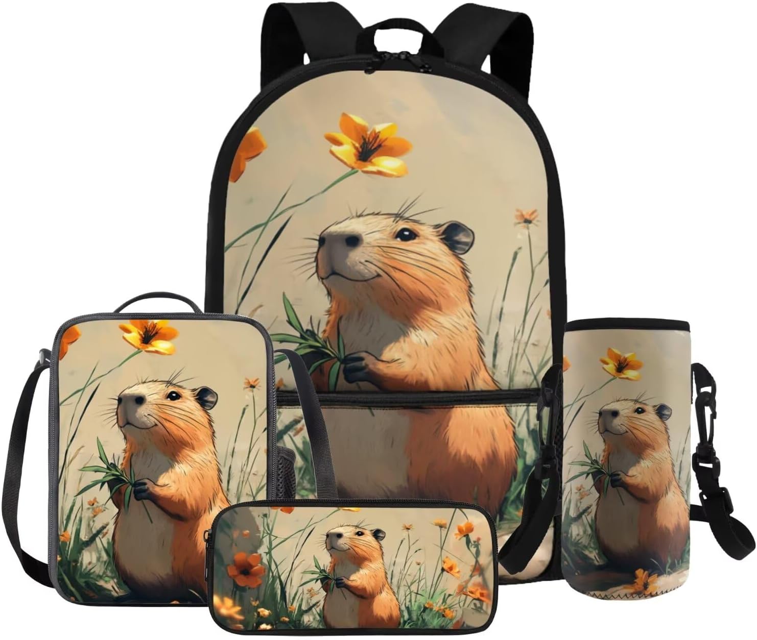 FOR U DESIGNS Axolotl Back Pack for Kids Kawaii Backpack for 5th Grade Girls Lunch Box Cute Girls Bookbag Set with Lunchbox Lightweight School Bag Set 4 Pcs - Image 27