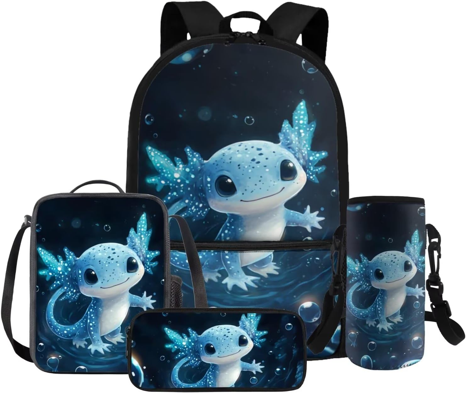 FOR U DESIGNS Axolotl Back Pack for Kids Kawaii Backpack for 5th Grade Girls Lunch Box Cute Girls Bookbag Set with Lunchbox Lightweight School Bag Set 4 Pcs - Image 25