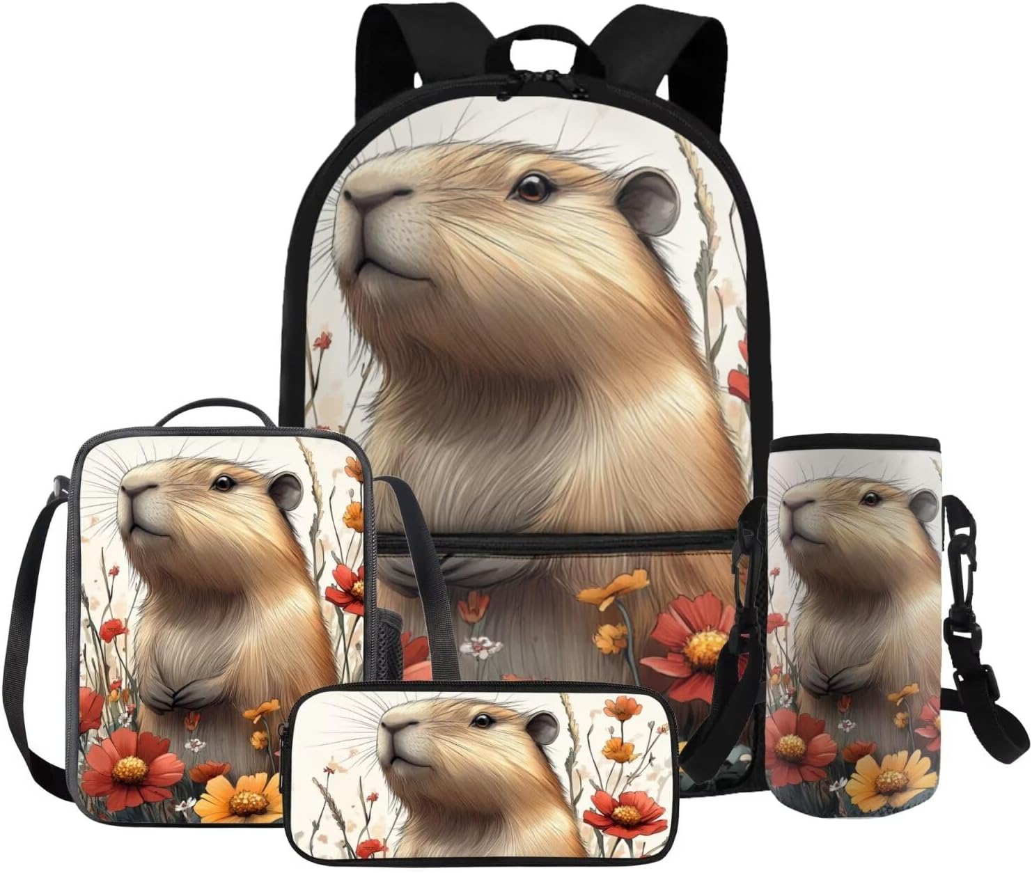 FOR U DESIGNS Axolotl Back Pack for Kids Kawaii Backpack for 5th Grade Girls Lunch Box Cute Girls Bookbag Set with Lunchbox Lightweight School Bag Set 4 Pcs - Image 19