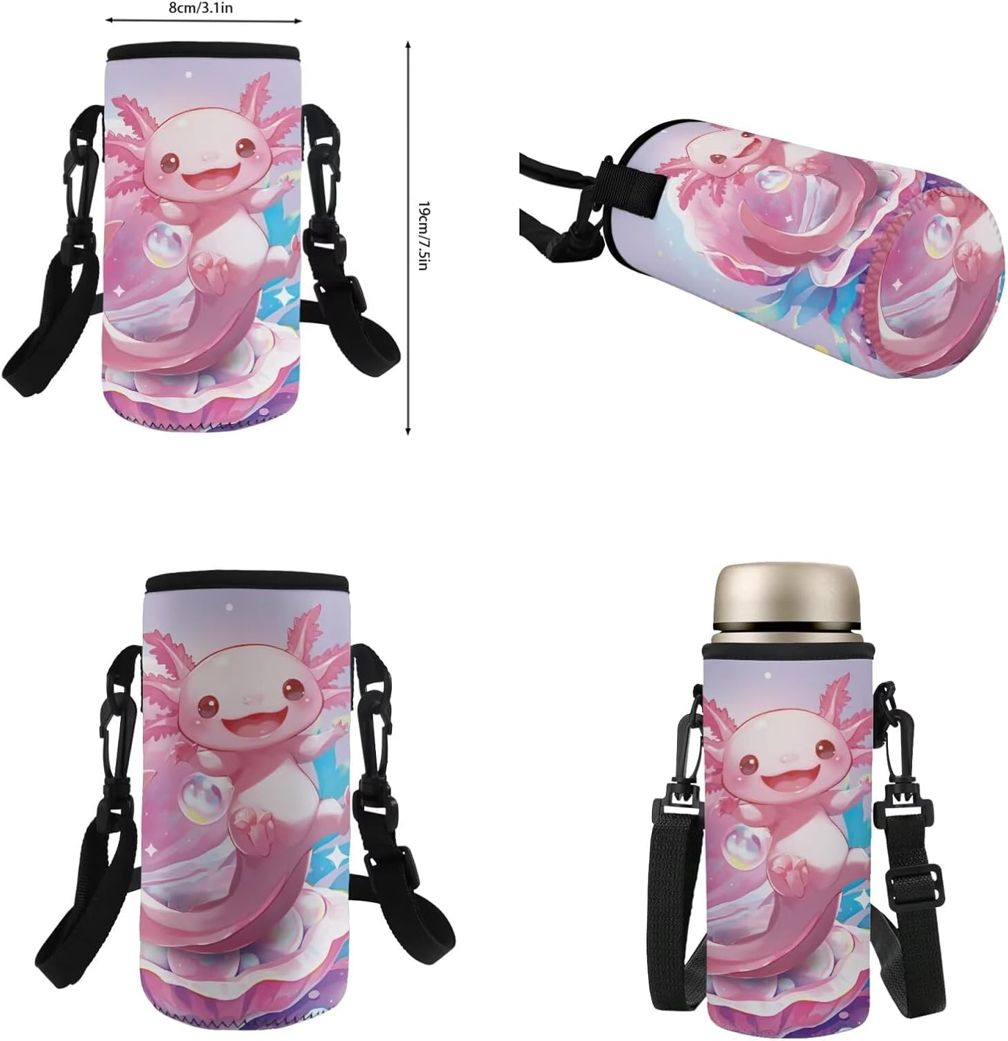 FOR U DESIGNS Axolotl Back Pack for Kids Kawaii Backpack for 5th Grade Girls Lunch Box Cute Girls Bookbag Set with Lunchbox Lightweight School Bag Set 4 Pcs - Image 5