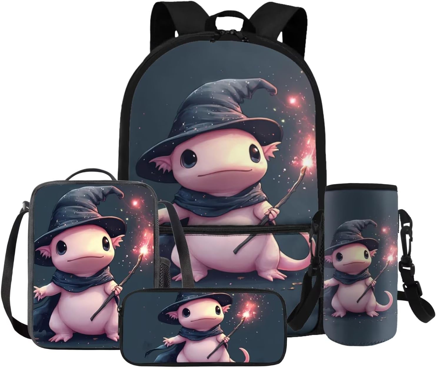 FOR U DESIGNS Axolotl Back Pack for Kids Kawaii Backpack for 5th Grade Girls Lunch Box Cute Girls Bookbag Set with Lunchbox Lightweight School Bag Set 4 Pcs - Image 24