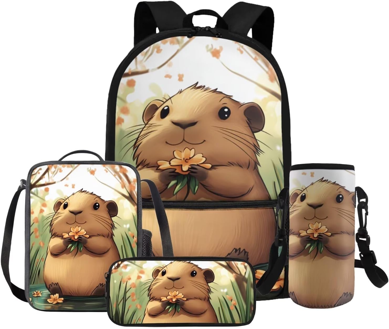 FOR U DESIGNS Axolotl Back Pack for Kids Kawaii Backpack for 5th Grade Girls Lunch Box Cute Girls Bookbag Set with Lunchbox Lightweight School Bag Set 4 Pcs - Image 12