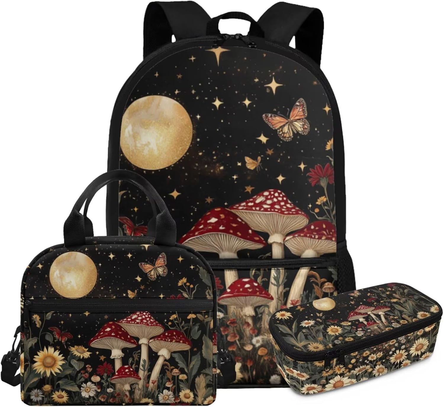 Glorowreny Cat Backpack for School Set of 3 Kawaii Sunflower Girls Bookbag Ages 6-8 with Lunch Box Portable Practical Insulated Lunch Bag Kids Girls Ideal for Daily Use - Image 15