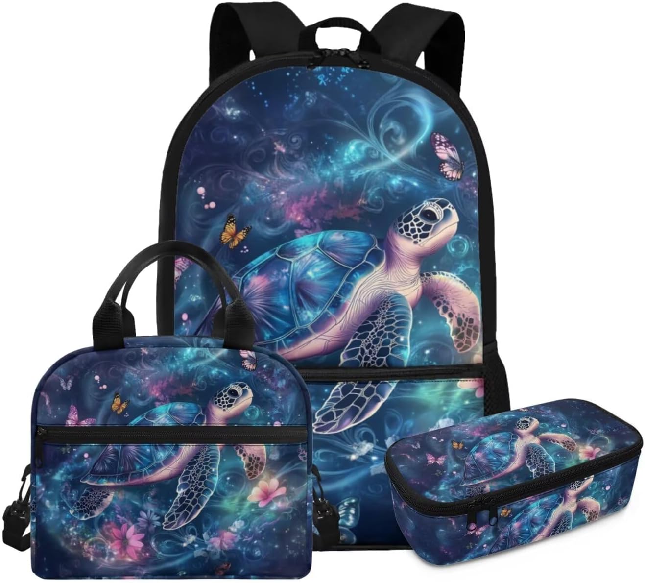 Glorowreny Cat Backpack for School Set of 3 Kawaii Sunflower Girls Bookbag Ages 6-8 with Lunch Box Portable Practical Insulated Lunch Bag Kids Girls Ideal for Daily Use - Image 9