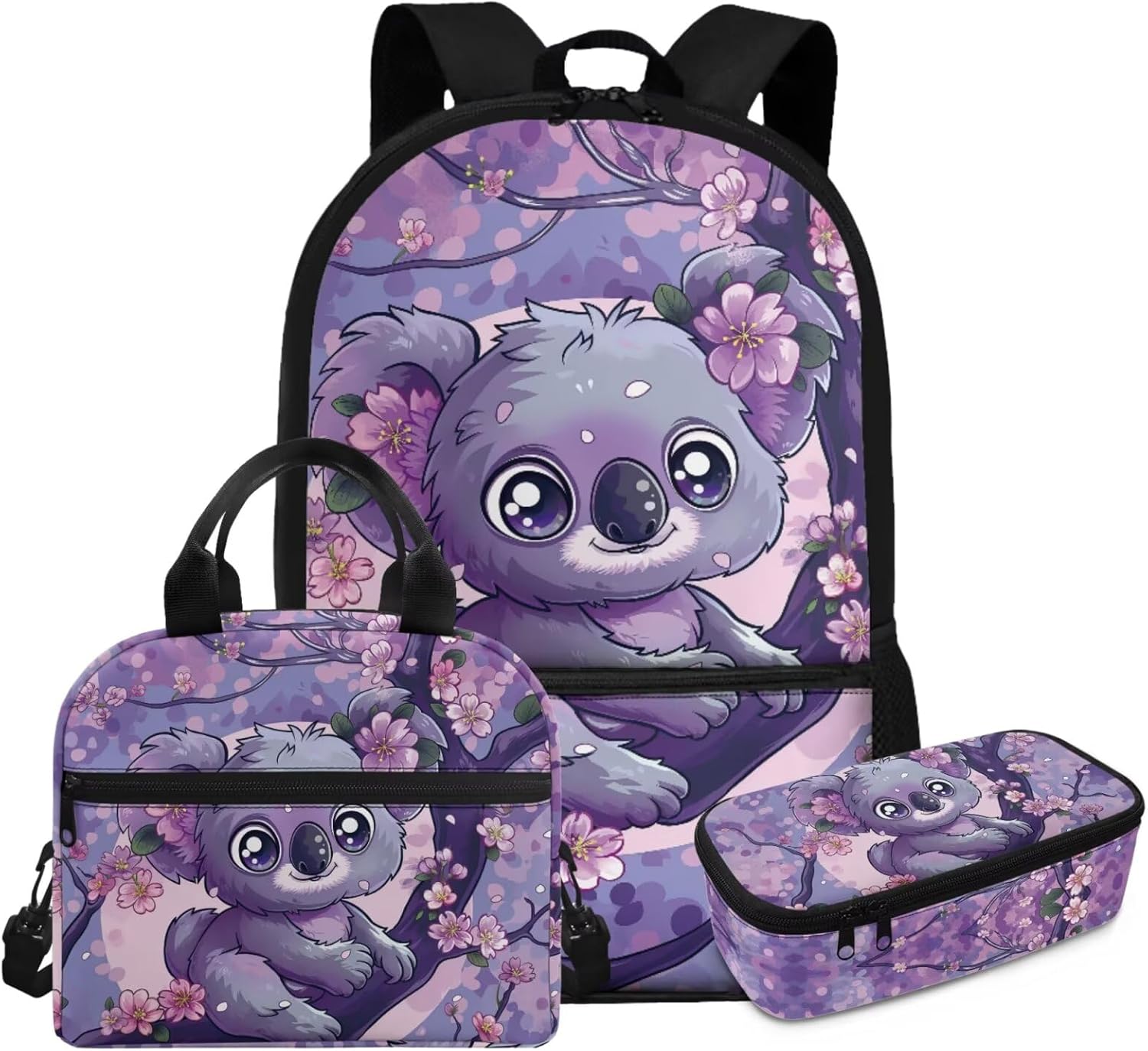 Glorowreny Cat Backpack for School Set of 3 Kawaii Sunflower Girls Bookbag Ages 6-8 with Lunch Box Portable Practical Insulated Lunch Bag Kids Girls Ideal for Daily Use - Image 11