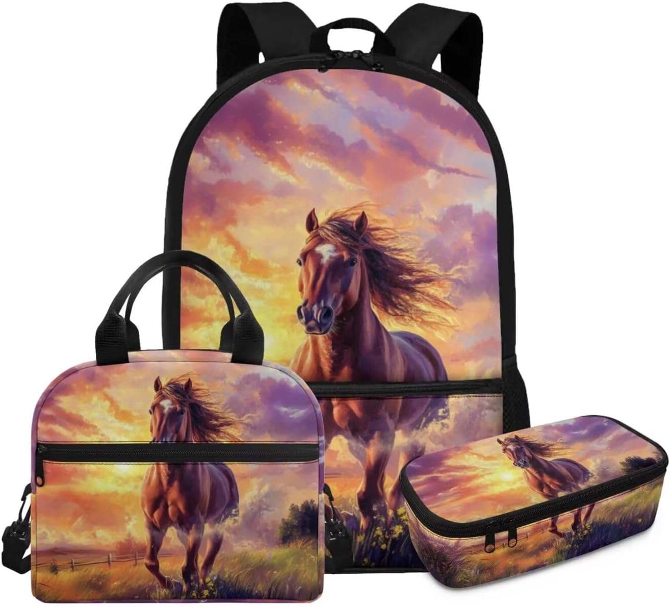 Glorowreny Cat Backpack for School Set of 3 Kawaii Sunflower Girls Bookbag Ages 6-8 with Lunch Box Portable Practical Insulated Lunch Bag Kids Girls Ideal for Daily Use - Image 13