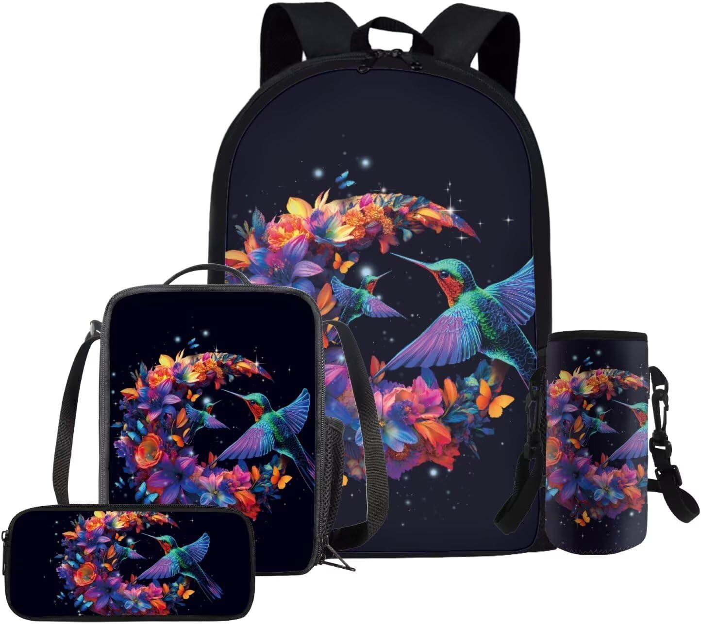 Glorowreny Cavy Girls Backpack with Lunch Box 8-10 Kawaii Animal Cute Bookbag for Teen Girls Preppy Set of 4 17 Inch Daisy Floral Lunchbag with Shoulder Strap Kids for Camping - Image 18