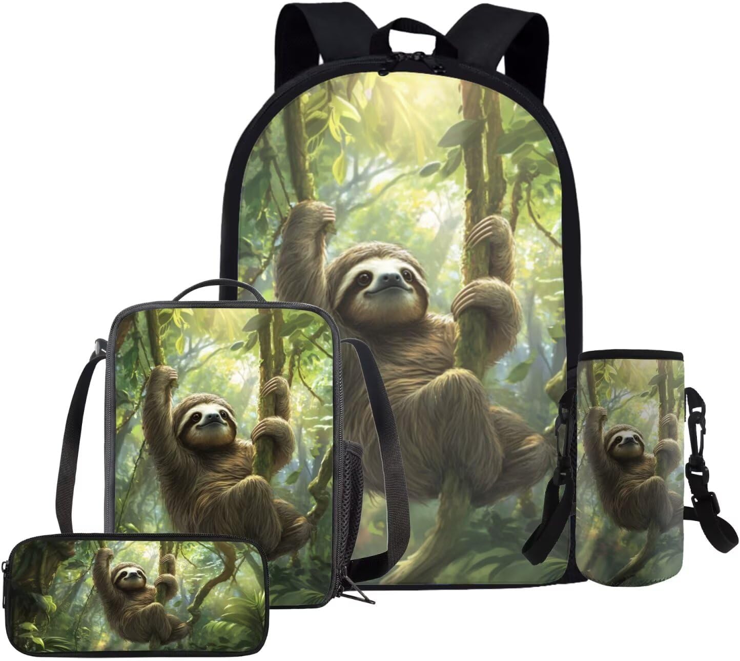 Glorowreny Cavy Girls Backpack with Lunch Box 8-10 Kawaii Animal Cute Bookbag for Teen Girls Preppy Set of 4 17 Inch Daisy Floral Lunchbag with Shoulder Strap Kids for Camping - Image 36