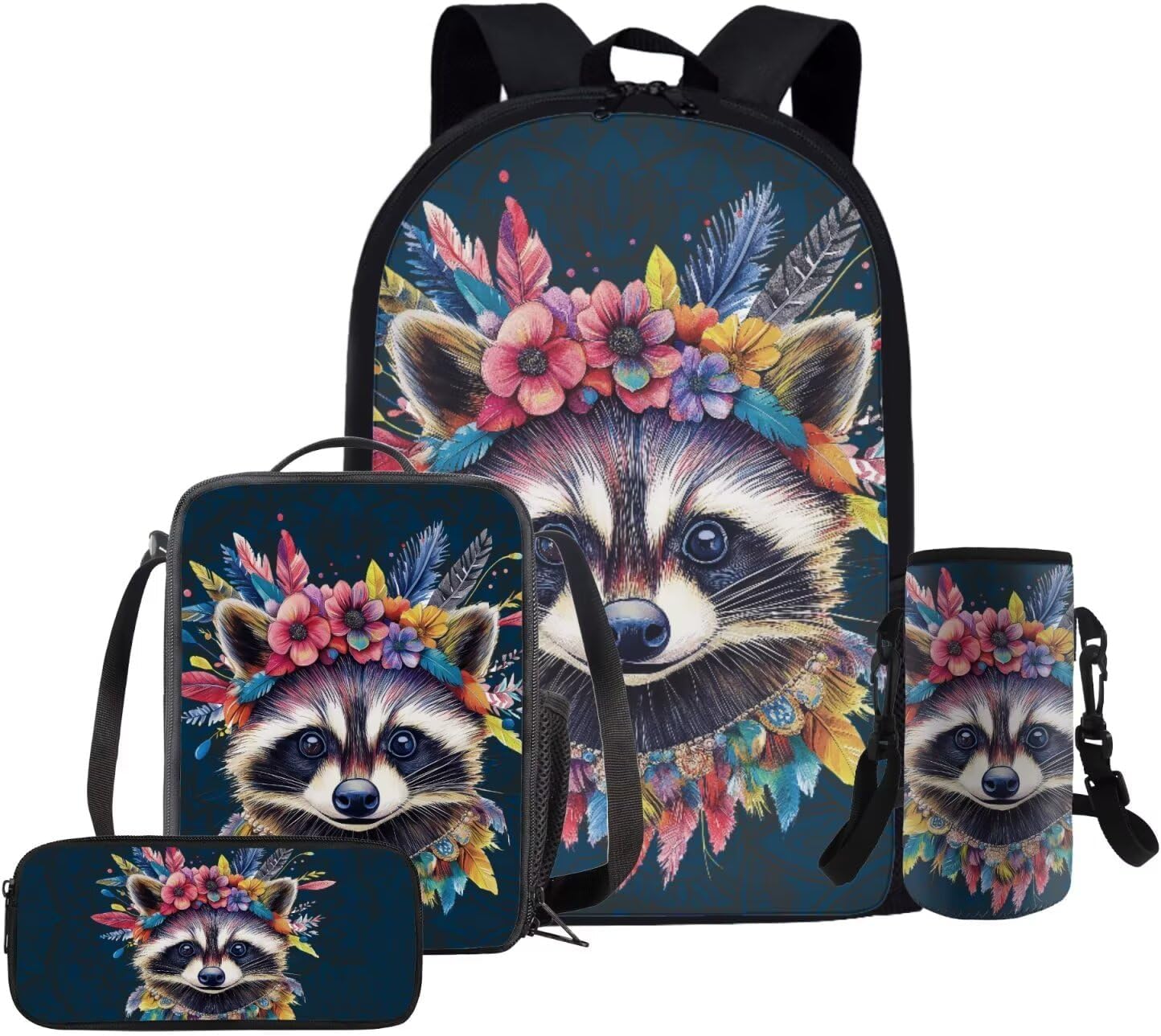 Glorowreny Cavy Girls Backpack with Lunch Box 8-10 Kawaii Animal Cute Bookbag for Teen Girls Preppy Set of 4 17 Inch Daisy Floral Lunchbag with Shoulder Strap Kids for Camping - Image 20