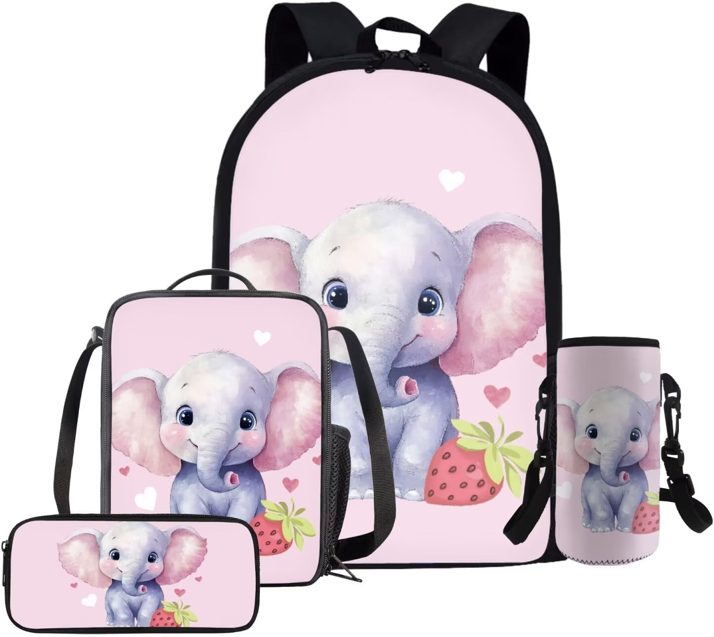 Glorowreny Cavy Girls Backpack with Lunch Box 8-10 Kawaii Animal Cute Bookbag for Teen Girls Preppy Set of 4 17 Inch Daisy Floral Lunchbag with Shoulder Strap Kids for Camping - Image 27
