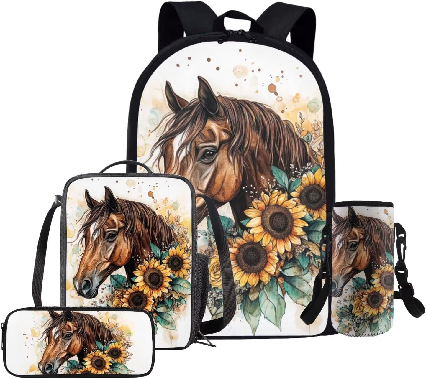 Glorowreny Cavy Girls Backpack with Lunch Box 8-10 Kawaii Animal Cute Bookbag for Teen Girls Preppy Set of 4 17 Inch Daisy Floral Lunchbag with Shoulder Strap Kids for Camping - Image 12