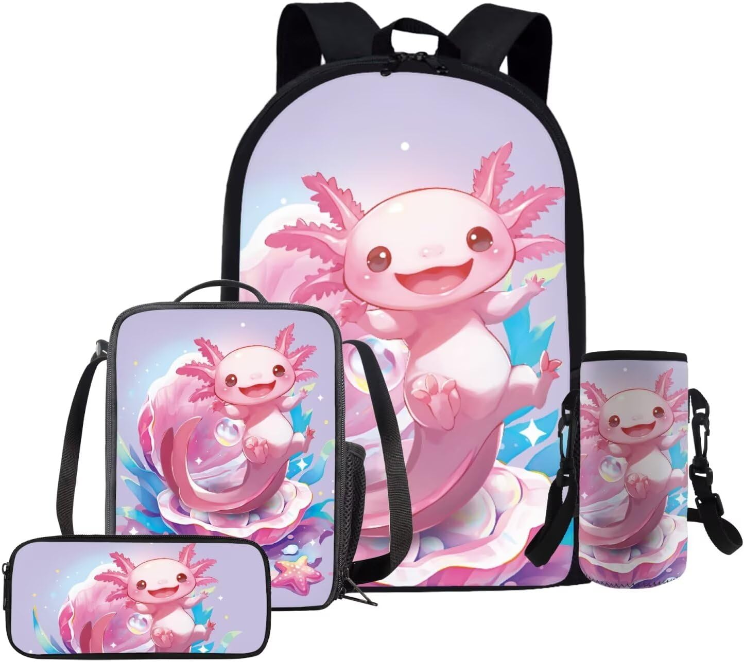 Glorowreny Cavy Girls Backpack with Lunch Box 8-10 Kawaii Animal Cute Bookbag for Teen Girls Preppy Set of 4 17 Inch Daisy Floral Lunchbag with Shoulder Strap Kids for Camping - Image 32