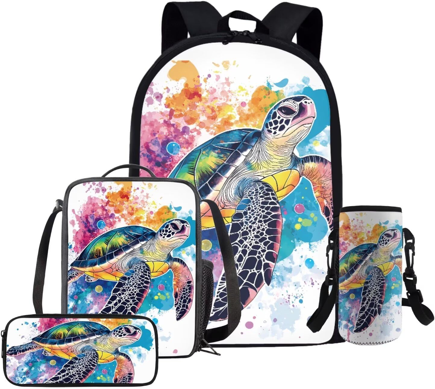 Glorowreny Cavy Girls Backpack with Lunch Box 8-10 Kawaii Animal Cute Bookbag for Teen Girls Preppy Set of 4 17 Inch Daisy Floral Lunchbag with Shoulder Strap Kids for Camping - Image 21