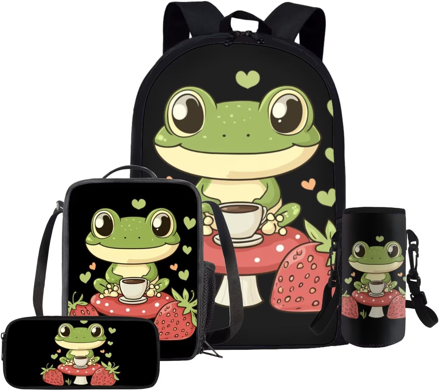 Glorowreny Cavy Girls Backpack with Lunch Box 8-10 Kawaii Animal Cute Bookbag for Teen Girls Preppy Set of 4 17 Inch Daisy Floral Lunchbag with Shoulder Strap Kids for Camping - Image 14