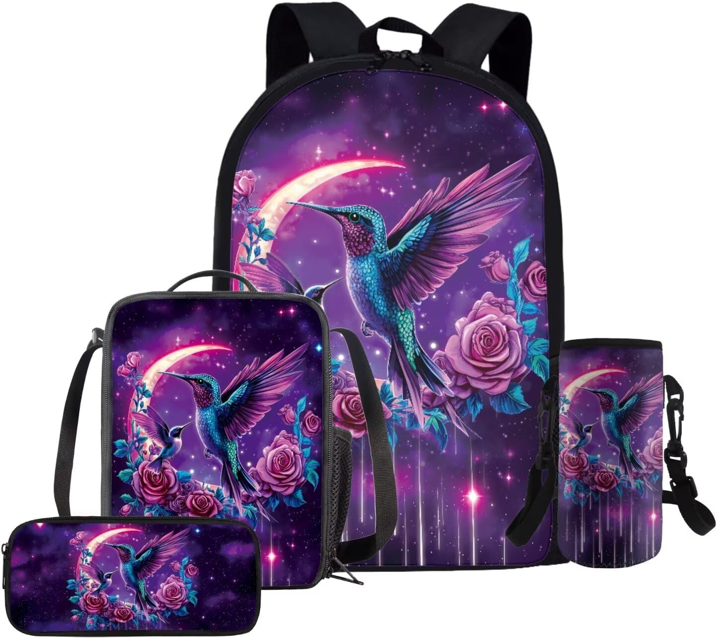 Glorowreny Cavy Girls Backpack with Lunch Box 8-10 Kawaii Animal Cute Bookbag for Teen Girls Preppy Set of 4 17 Inch Daisy Floral Lunchbag with Shoulder Strap Kids for Camping - Image 8