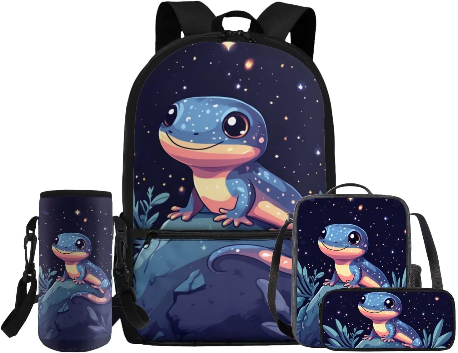 Glorowreny Dolphin Backpack for Boys with Lunch Box Blue Ocean Kids Lunchbag with Cup Holder Kawaii Kids Bookbag Boys 10-12 Lightweight Lunchbag with Strap School Set 4 in 1 - Image 11