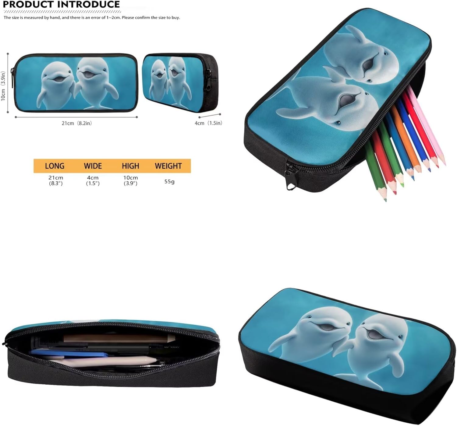 Glorowreny Dolphin Backpack for Boys with Lunch Box Blue Ocean Kids Lunchbag with Cup Holder Kawaii Kids Bookbag Boys 10-12 Lightweight Lunchbag with Strap School Set 4 in 1 - Image 2