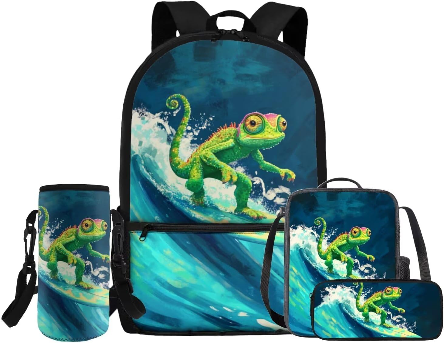 Glorowreny Dolphin Backpack for Boys with Lunch Box Blue Ocean Kids Lunchbag with Cup Holder Kawaii Kids Bookbag Boys 10-12 Lightweight Lunchbag with Strap School Set 4 in 1 - Image 16