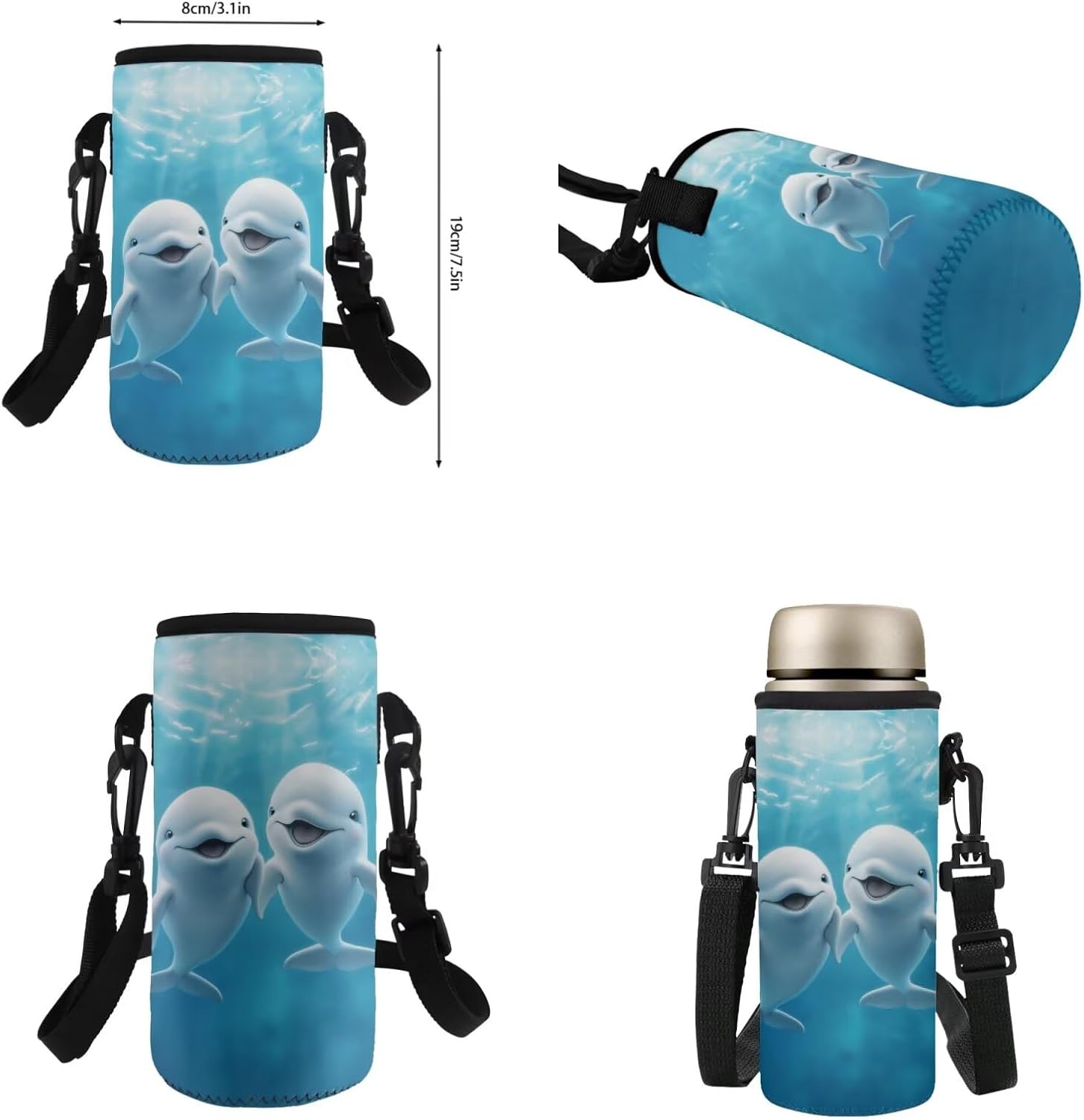 Glorowreny Dolphin Backpack for Boys with Lunch Box Blue Ocean Kids Lunchbag with Cup Holder Kawaii Kids Bookbag Boys 10-12 Lightweight Lunchbag with Strap School Set 4 in 1 - Image 4