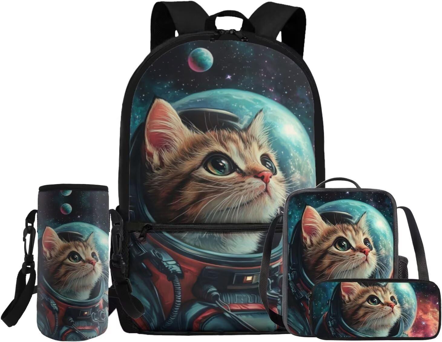 Glorowreny Dolphin Backpack for Boys with Lunch Box Blue Ocean Kids Lunchbag with Cup Holder Kawaii Kids Bookbag Boys 10-12 Lightweight Lunchbag with Strap School Set 4 in 1 - Image 8