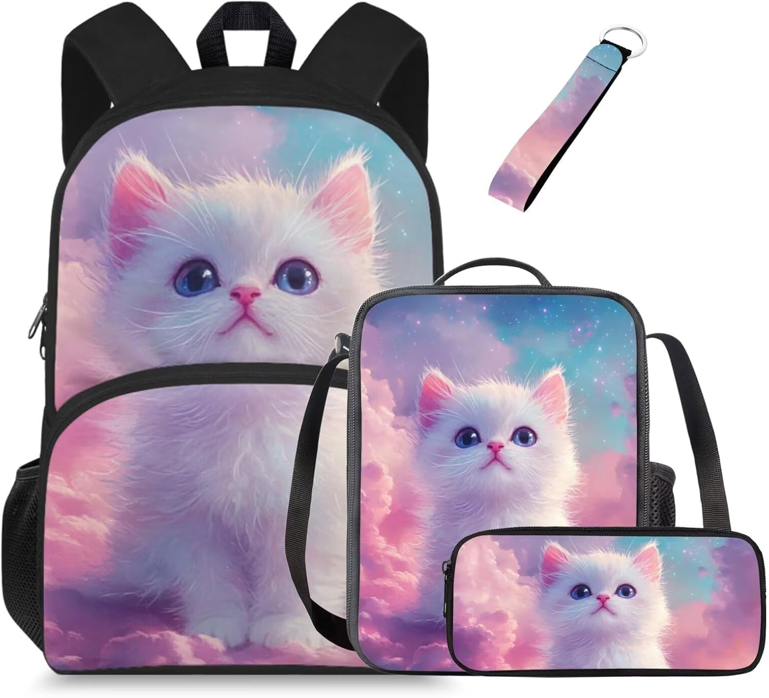 Glorowreny Highland Cow Girls Backpack with Lunch Box Kawaii 15 Inch Bookbag for Girls 7-8 Ages Lightweight School Lunch Bag for Kids 4 Piece Casual Daycare Bags - Image 26