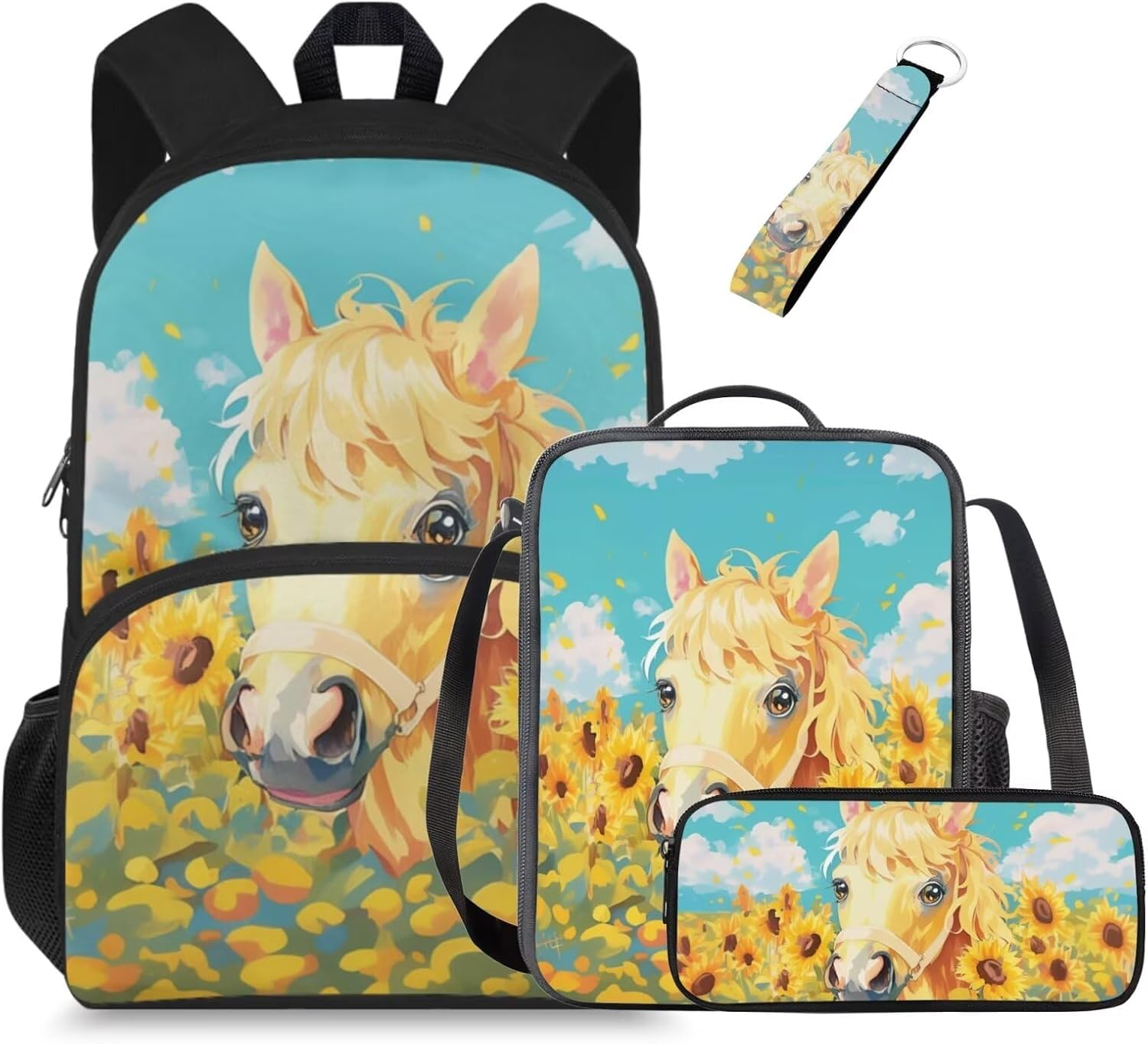 Glorowreny Highland Cow Girls Backpack with Lunch Box Kawaii 15 Inch Bookbag for Girls 7-8 Ages Lightweight School Lunch Bag for Kids 4 Piece Casual Daycare Bags - Image 10