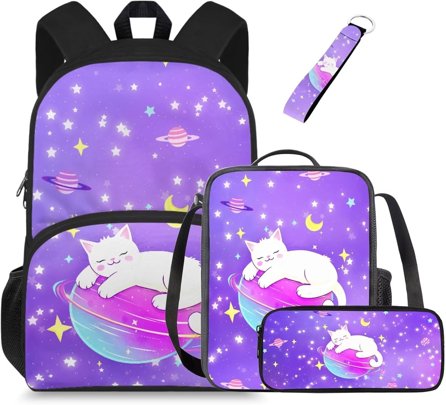 Glorowreny Highland Cow Girls Backpack with Lunch Box Kawaii 15 Inch Bookbag for Girls 7-8 Ages Lightweight School Lunch Bag for Kids 4 Piece Casual Daycare Bags - Image 27