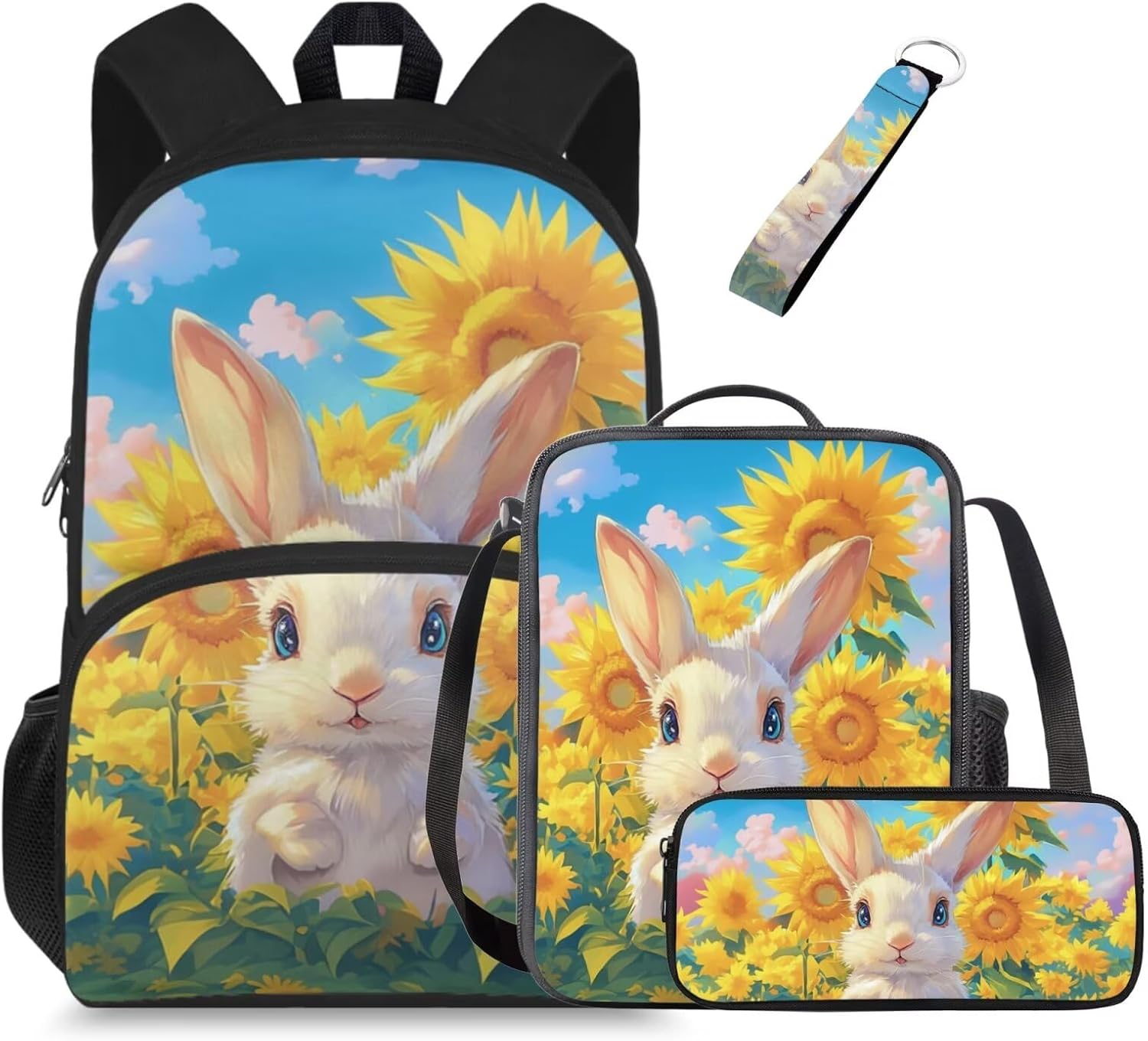 Glorowreny Highland Cow Girls Backpack with Lunch Box Kawaii 15 Inch Bookbag for Girls 7-8 Ages Lightweight School Lunch Bag for Kids 4 Piece Casual Daycare Bags - Image 8