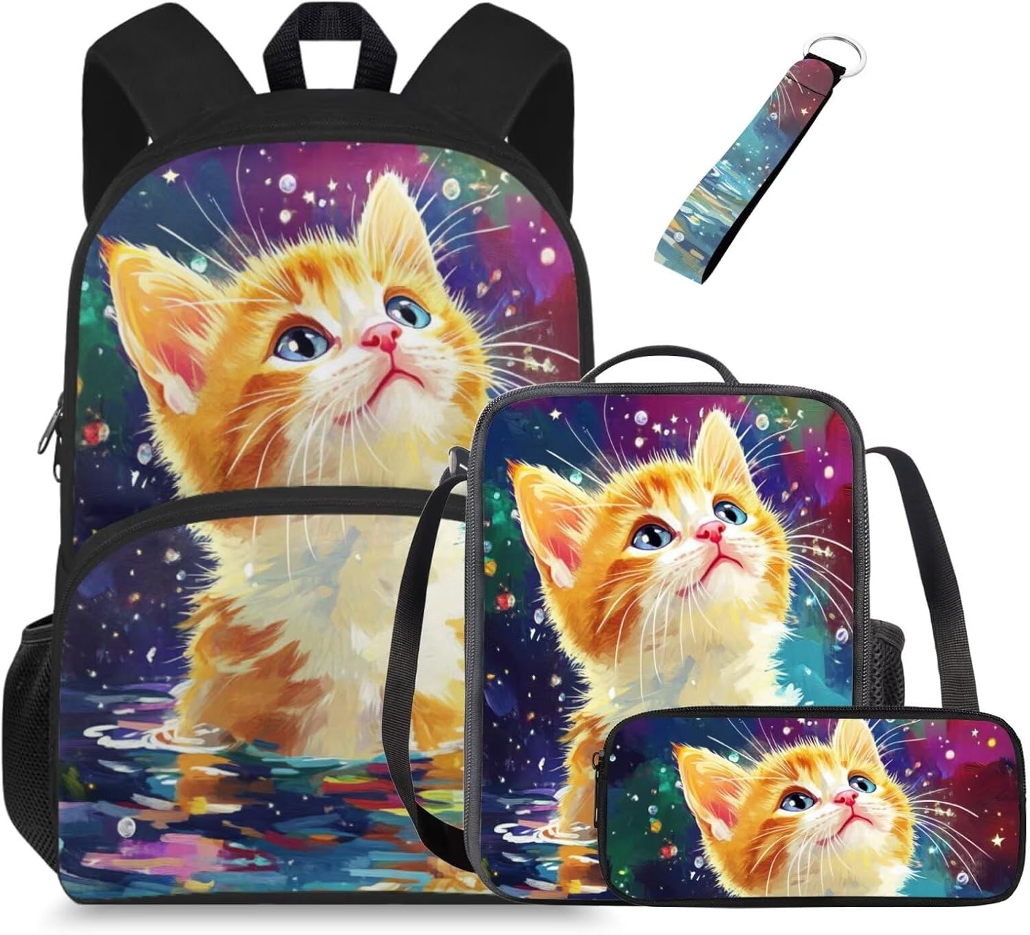 Glorowreny Highland Cow Girls Backpack with Lunch Box Kawaii 15 Inch Bookbag for Girls 7-8 Ages Lightweight School Lunch Bag for Kids 4 Piece Casual Daycare Bags - Image 18