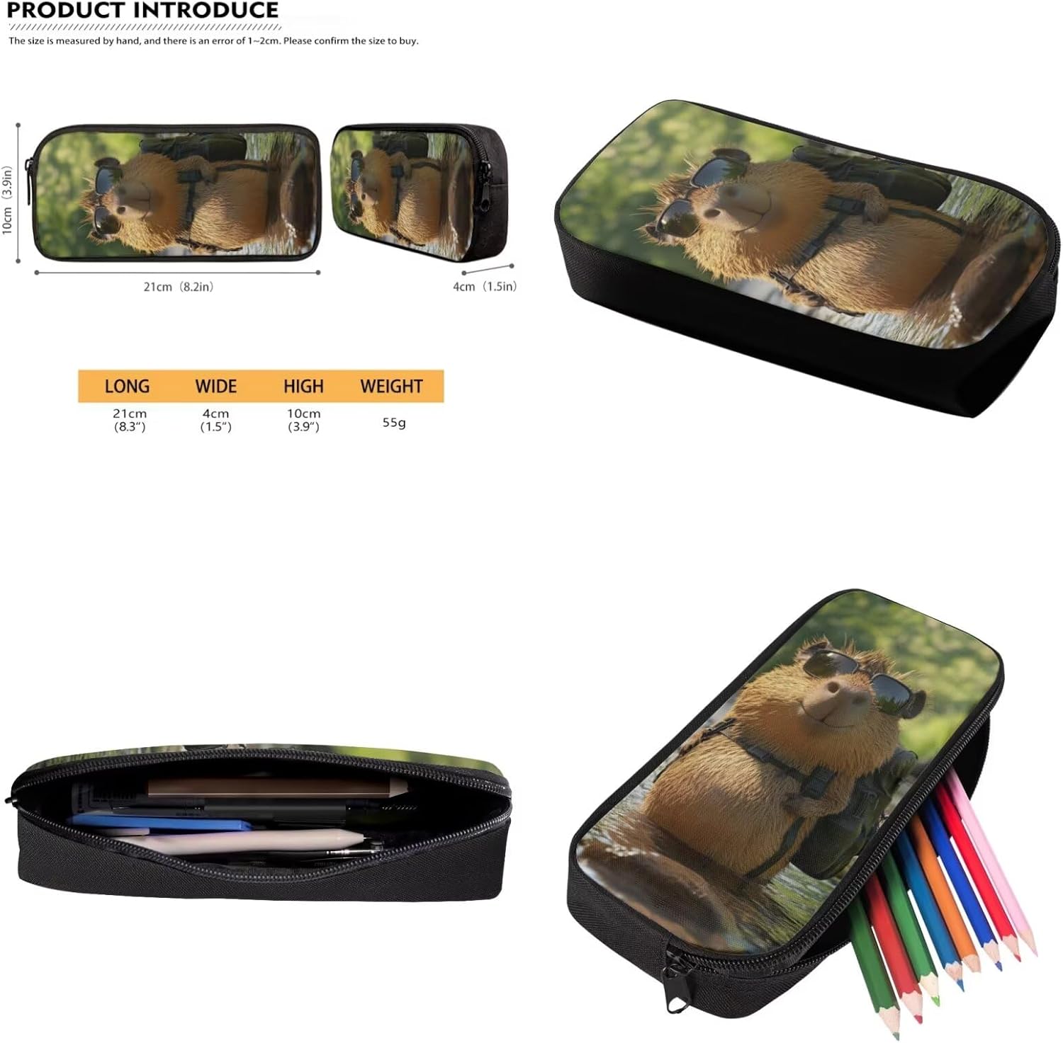 Glorowreny Kawaii Capybara Kids Backpack Girls Cute 4 in 1 Lightweight Girls Bookbag Ages 6-8 with Lunch Box 15 Inch Travel Rucksack with Sturdy Camping Lunch Bag - Image 6