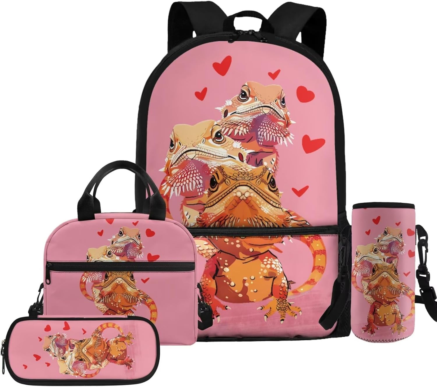 Glorowreny Otter Girls Backpack 10-12 Years Old Kawaii Animal Kids Lunch Bags for Girls Personalized Portable Water Bottle Holder with Strap 4 in 1 Casual School Daypack - Image 9