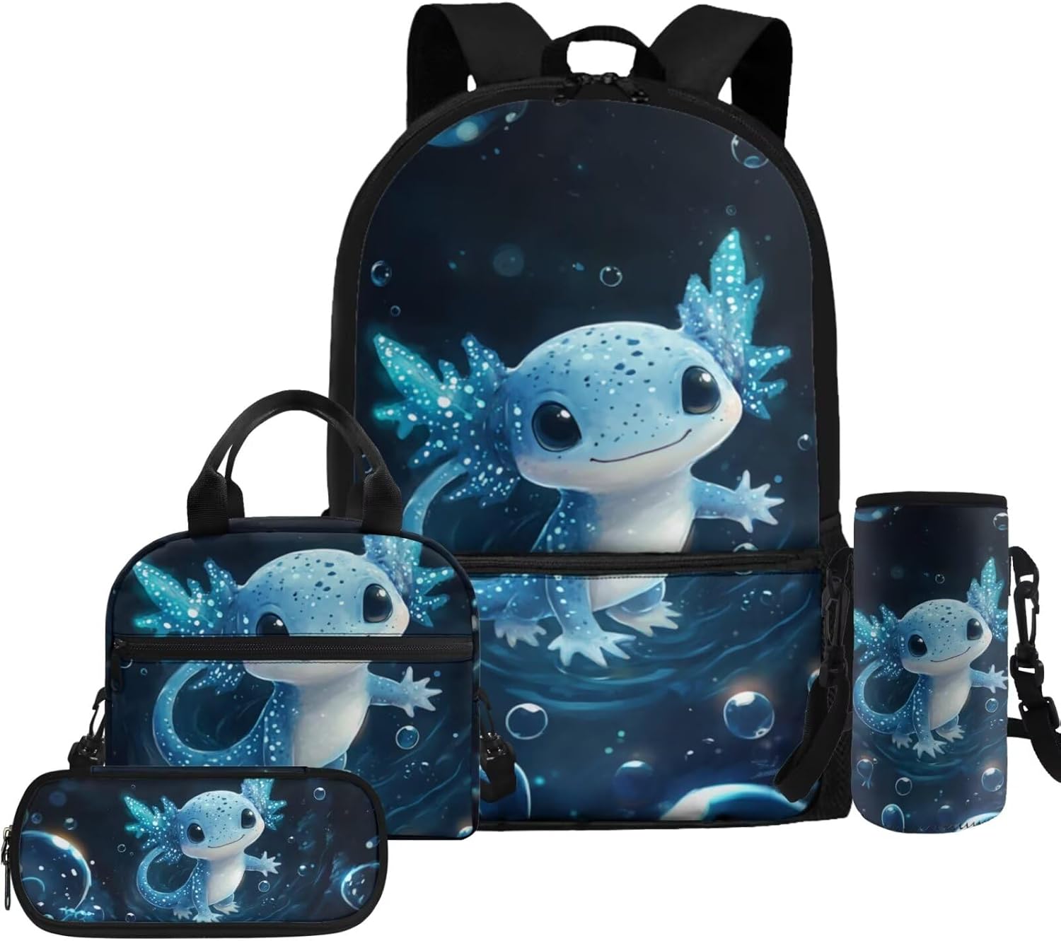 Glorowreny Otter Girls Backpack 10-12 Years Old Kawaii Animal Kids Lunch Bags for Girls Personalized Portable Water Bottle Holder with Strap 4 in 1 Casual School Daypack - Image 25