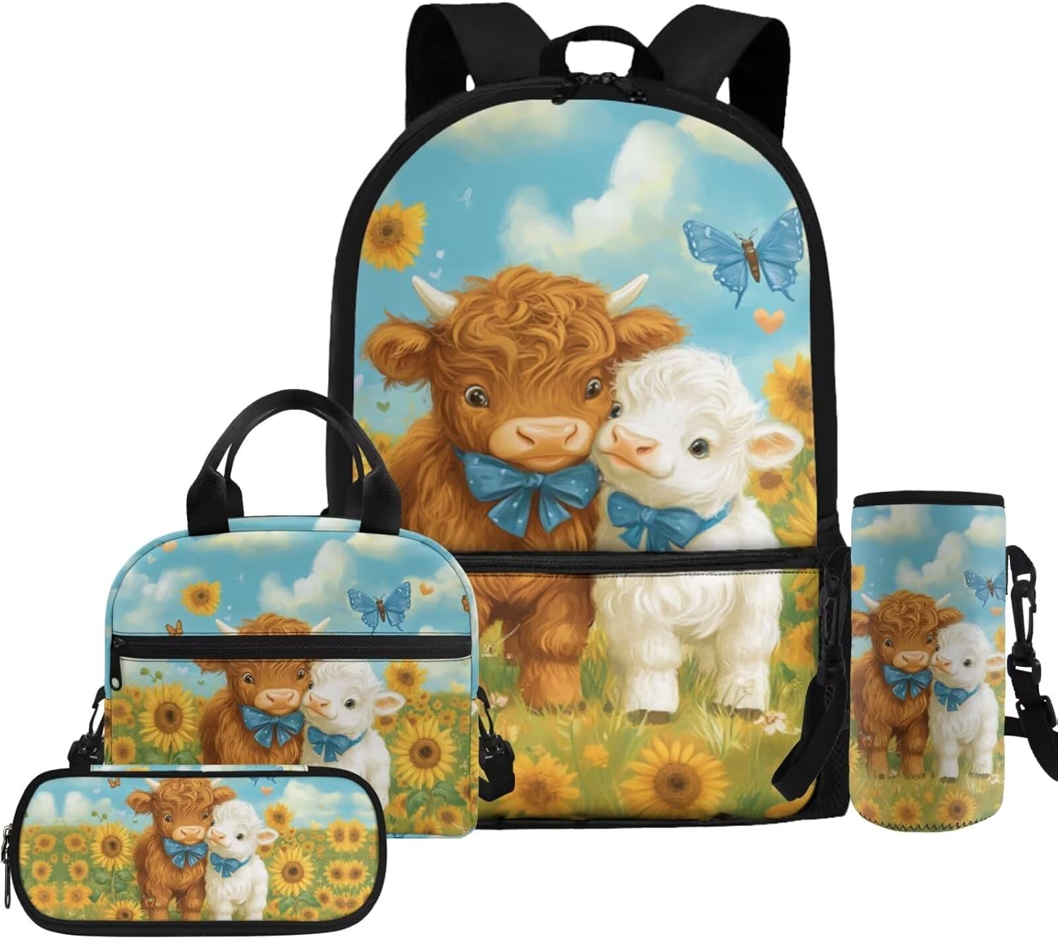 Glorowreny Otter Girls Backpack 10-12 Years Old Kawaii Animal Kids Lunch Bags for Girls Personalized Portable Water Bottle Holder with Strap 4 in 1 Casual School Daypack - Image 22