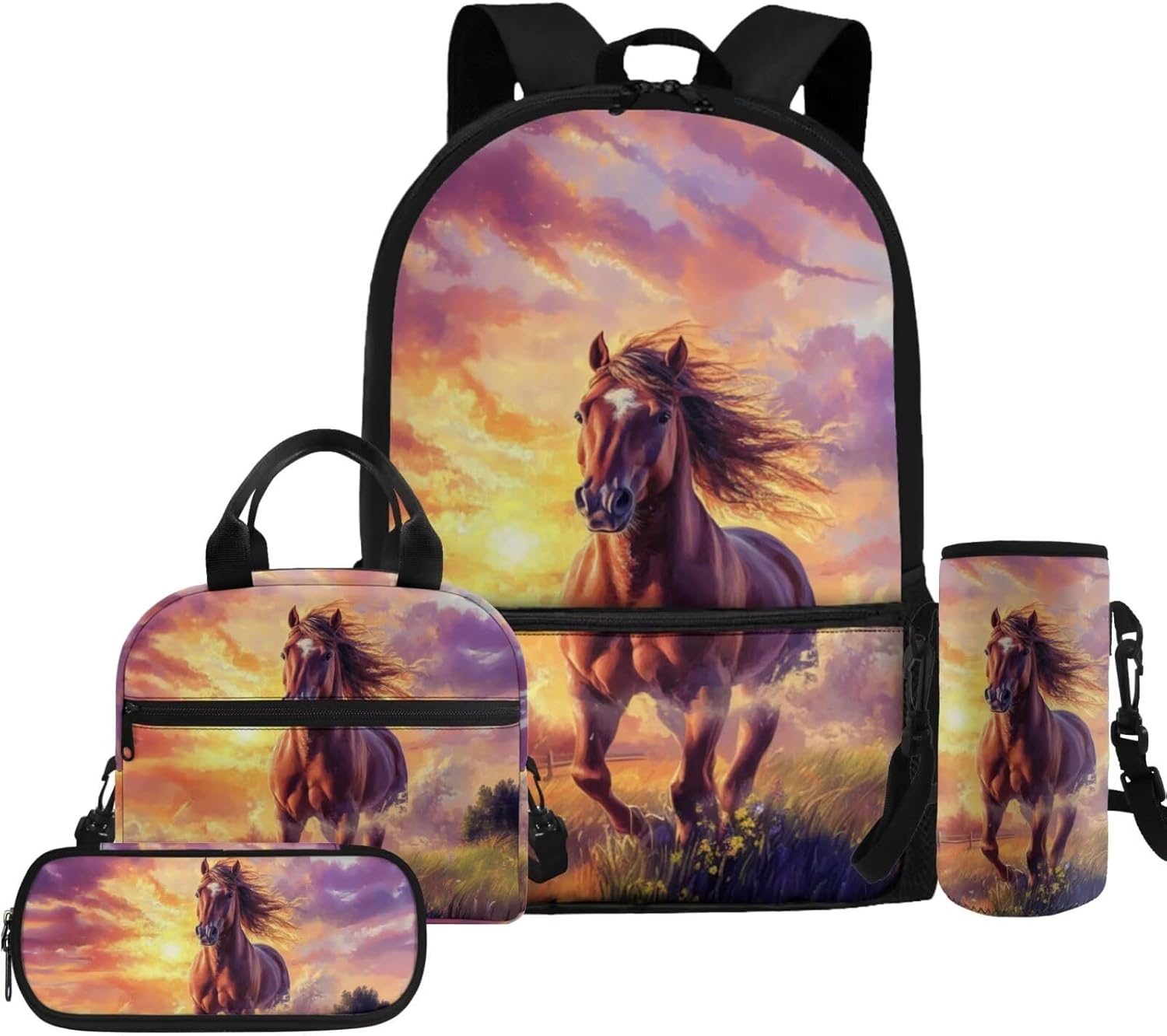 Glorowreny Otter Girls Backpack 10-12 Years Old Kawaii Animal Kids Lunch Bags for Girls Personalized Portable Water Bottle Holder with Strap 4 in 1 Casual School Daypack - Image 10