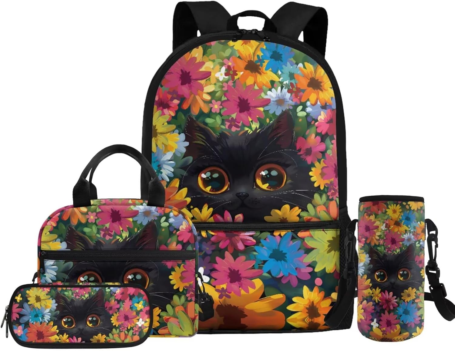 Glorowreny Otter Girls Backpack 10-12 Years Old Kawaii Animal Kids Lunch Bags for Girls Personalized Portable Water Bottle Holder with Strap 4 in 1 Casual School Daypack - Image 13