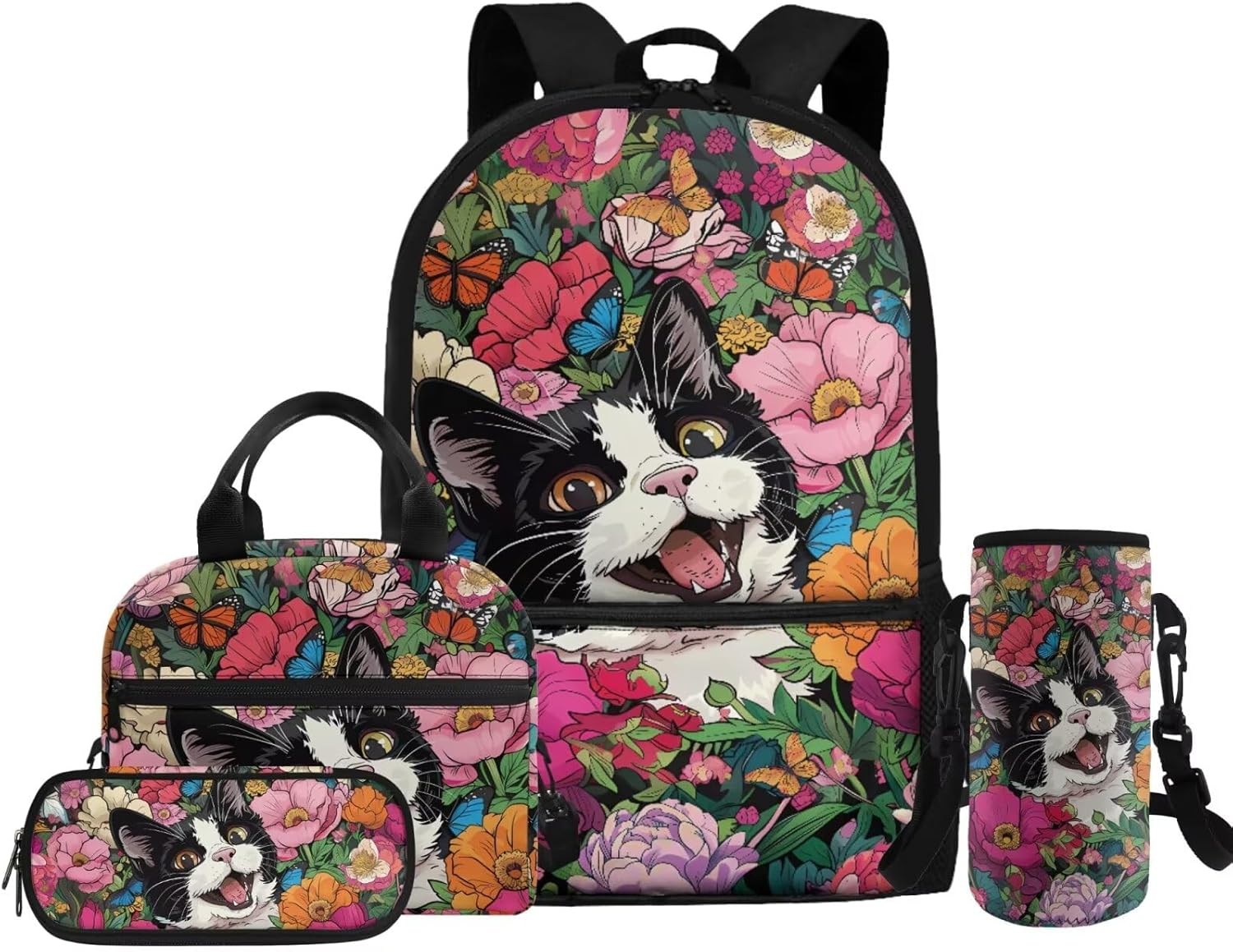 Glorowreny Otter Girls Backpack 10-12 Years Old Kawaii Animal Kids Lunch Bags for Girls Personalized Portable Water Bottle Holder with Strap 4 in 1 Casual School Daypack - Image 26