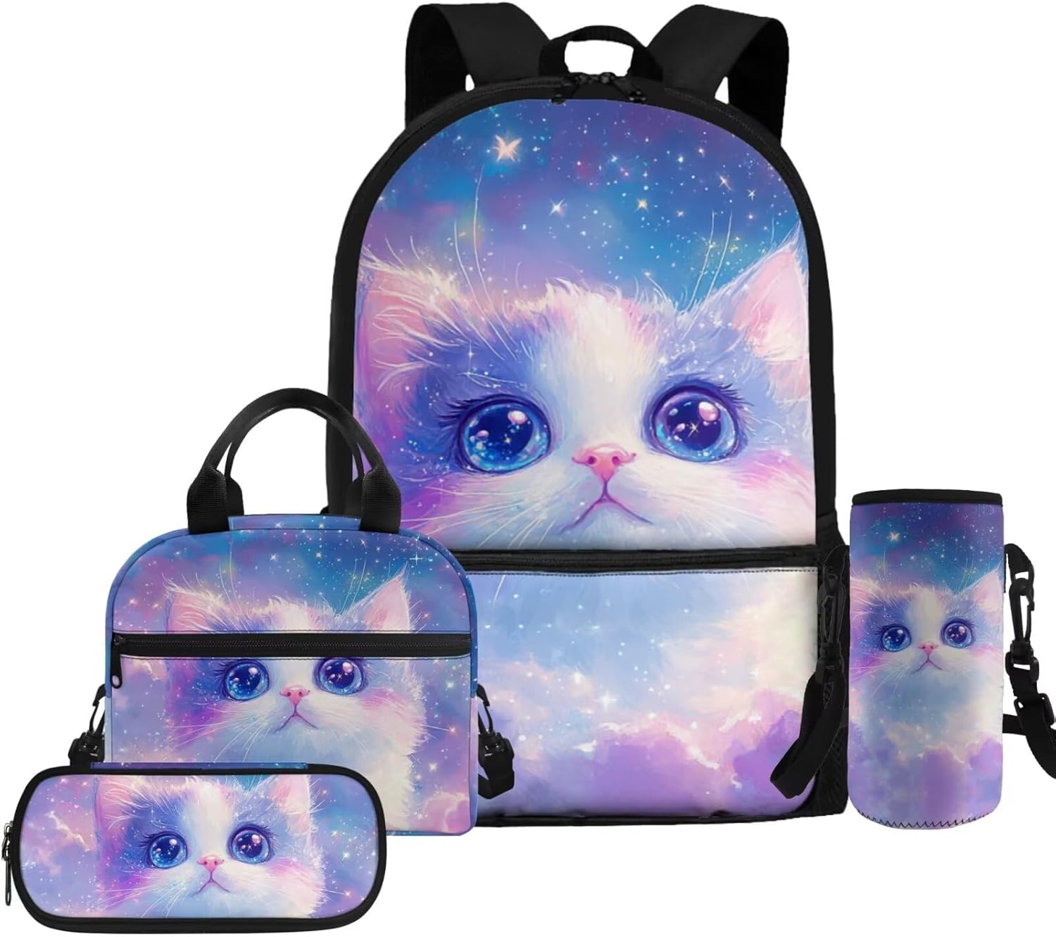 Glorowreny Otter Girls Backpack 10-12 Years Old Kawaii Animal Kids Lunch Bags for Girls Personalized Portable Water Bottle Holder with Strap 4 in 1 Casual School Daypack - Image 19