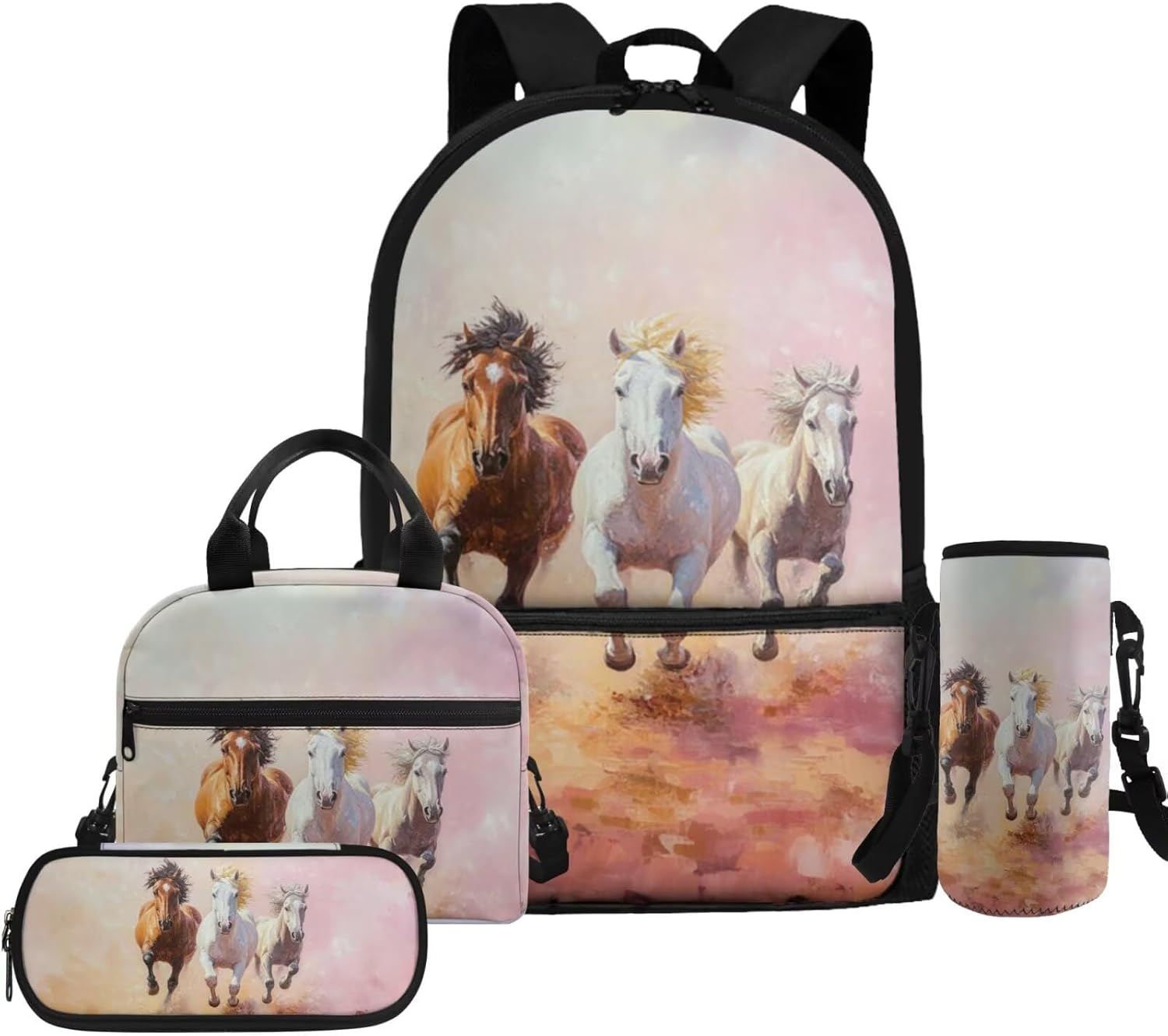 Glorowreny Otter Girls Backpack 10-12 Years Old Kawaii Animal Kids Lunch Bags for Girls Personalized Portable Water Bottle Holder with Strap 4 in 1 Casual School Daypack - Image 8