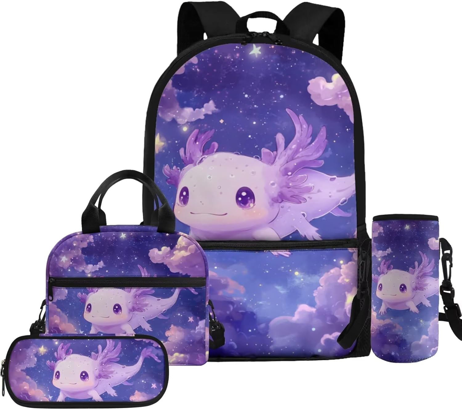 Glorowreny Otter Girls Backpack 10-12 Years Old Kawaii Animal Kids Lunch Bags for Girls Personalized Portable Water Bottle Holder with Strap 4 in 1 Casual School Daypack - Image 30