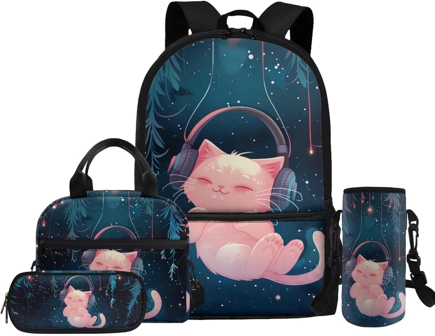 Glorowreny Otter Girls Backpack 10-12 Years Old Kawaii Animal Kids Lunch Bags for Girls Personalized Portable Water Bottle Holder with Strap 4 in 1 Casual School Daypack - Image 18